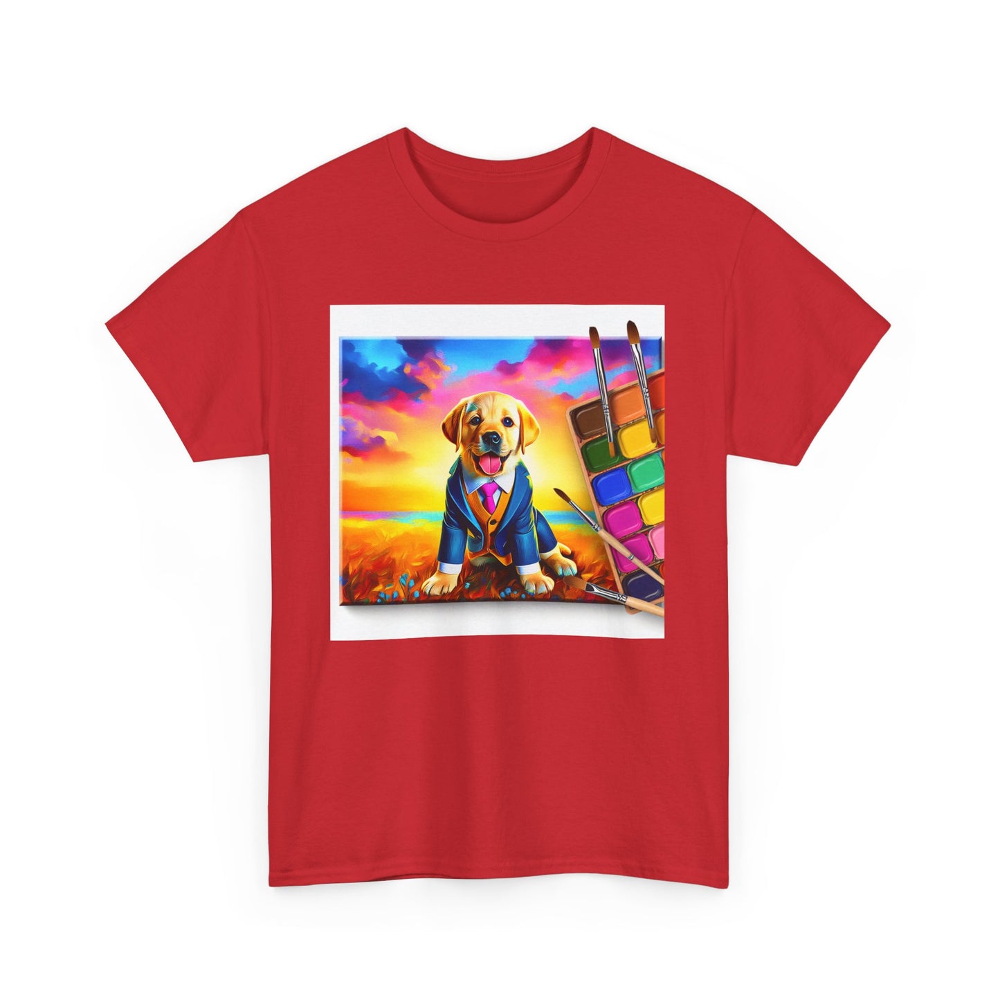 Playful Dog Art Unisex Heavy Cotton Tee