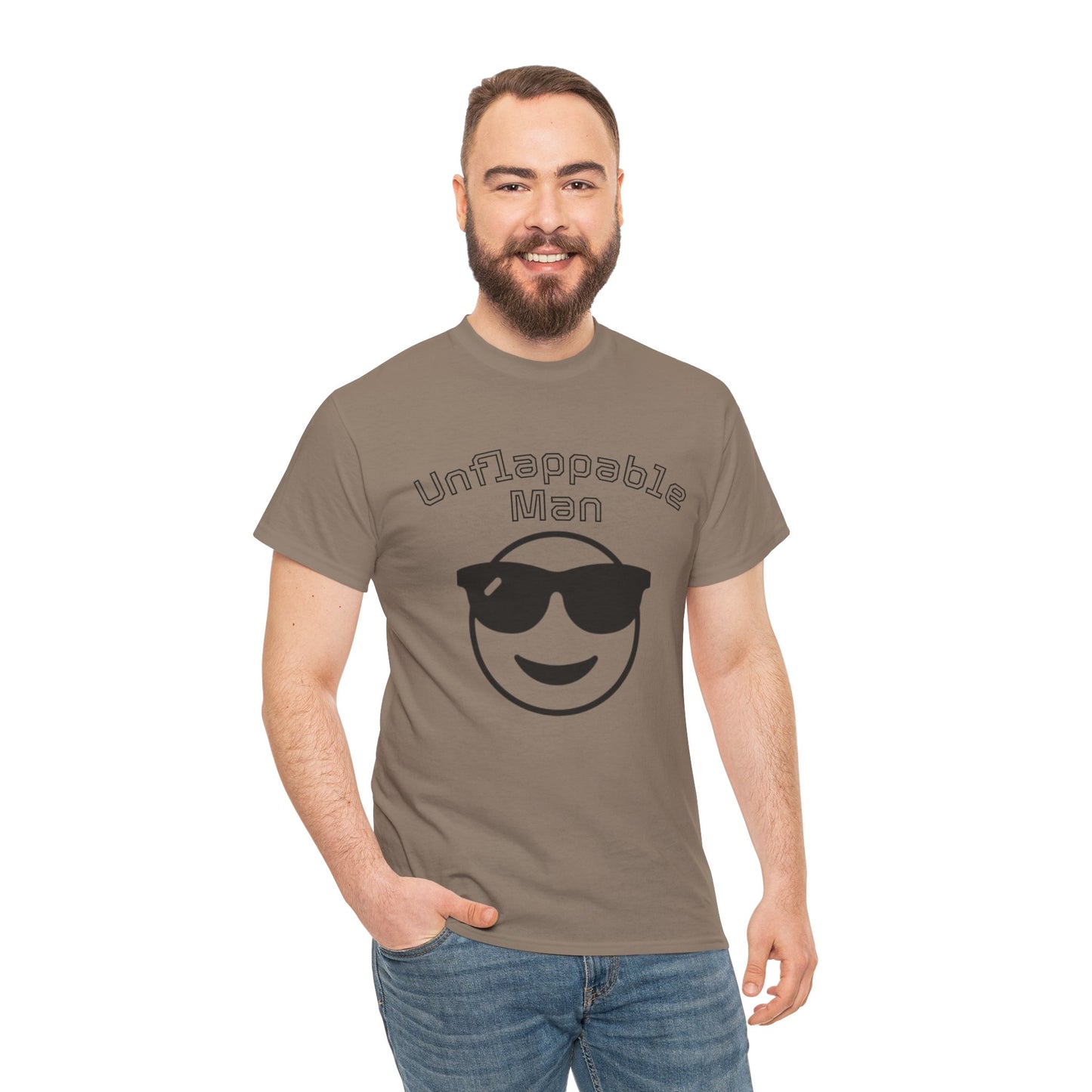Unflappable Man Unisex Heavy Cotton Tee, Cool Graphic T-Shirt for Men, Perfect Gift for Birthdays, Casual Wear, Outdoor Activities