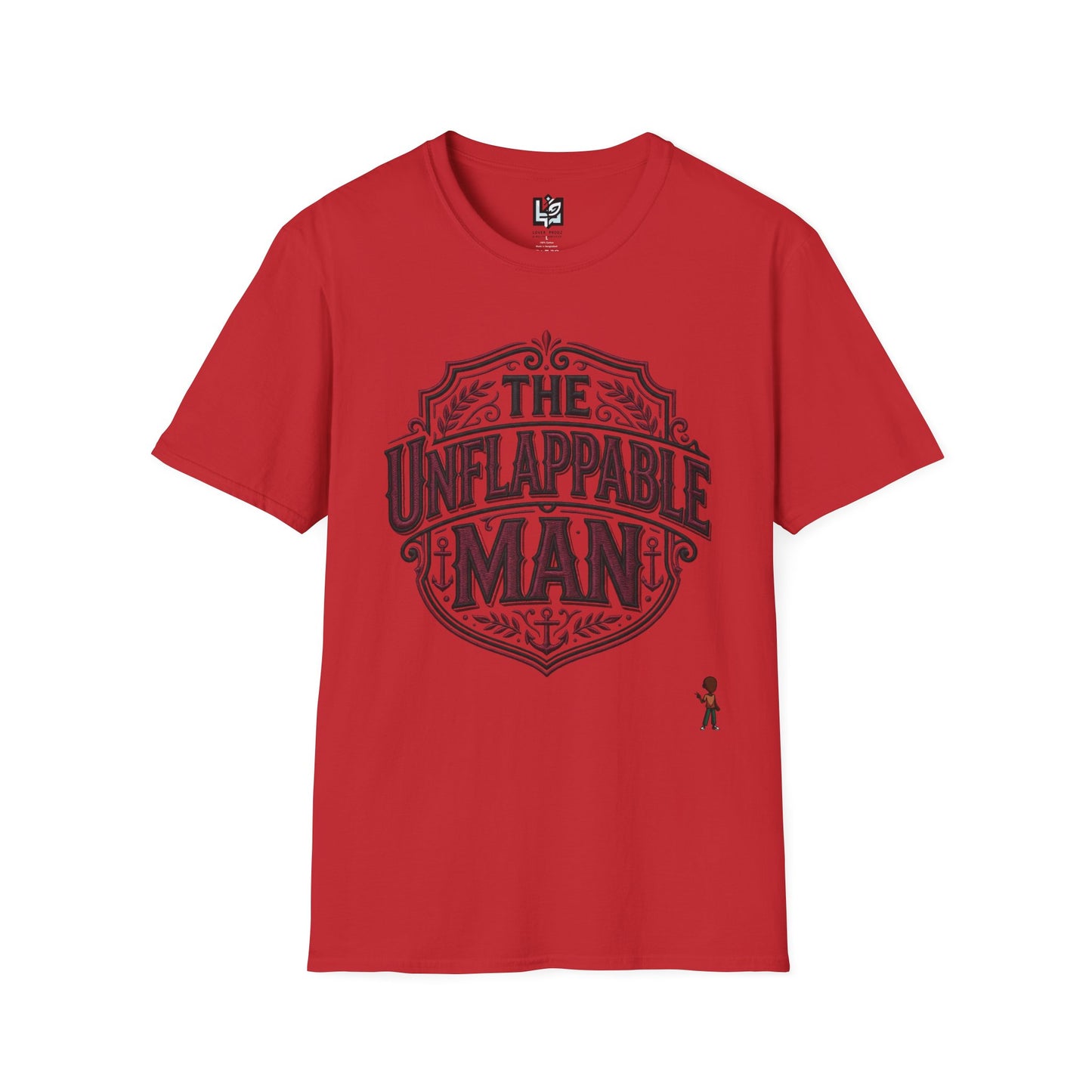 The Unflappable Man T-Shirt — Vintage Shield Graphic Tee for Confident Guys