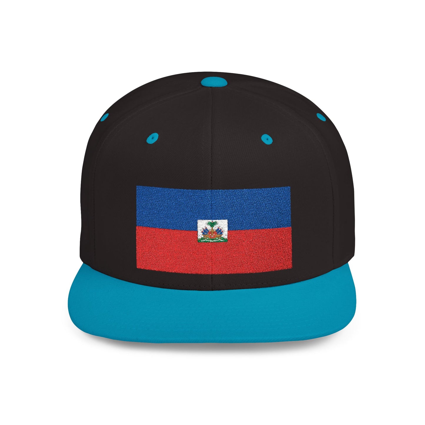 Haitian Flag Flat Bill Snapback Cap - Stylish Headwear for Cultural Celebrations