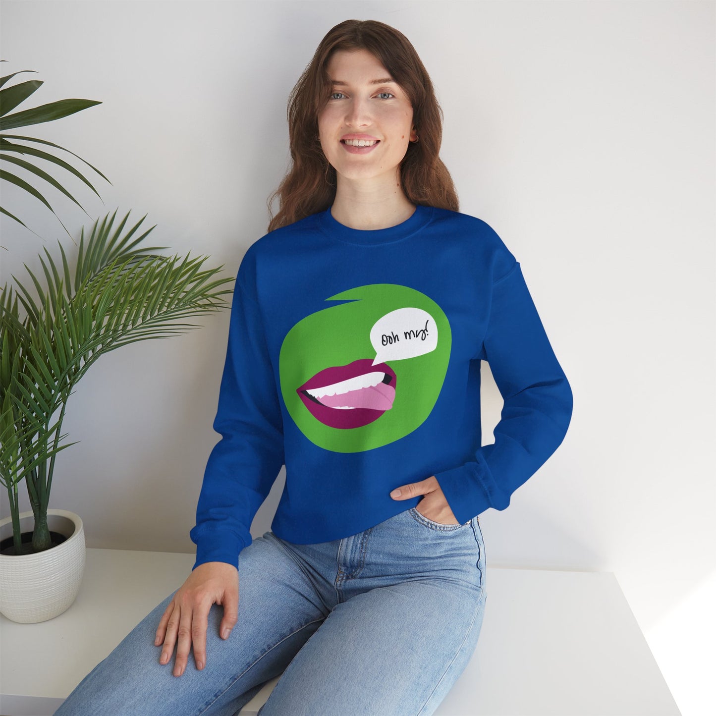 Playful 'Oh My!' Graphic Unisex Crewneck Sweatshirt