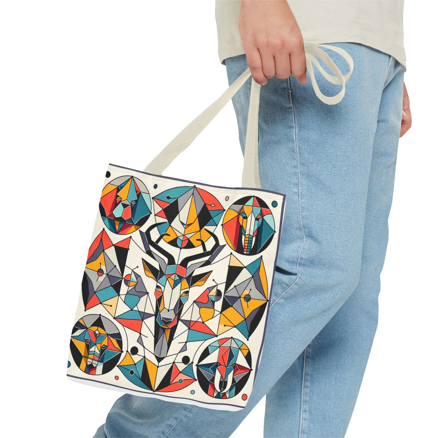 Colorful Geometric Animal Tote Bag - Eco-Friendly & Stylish