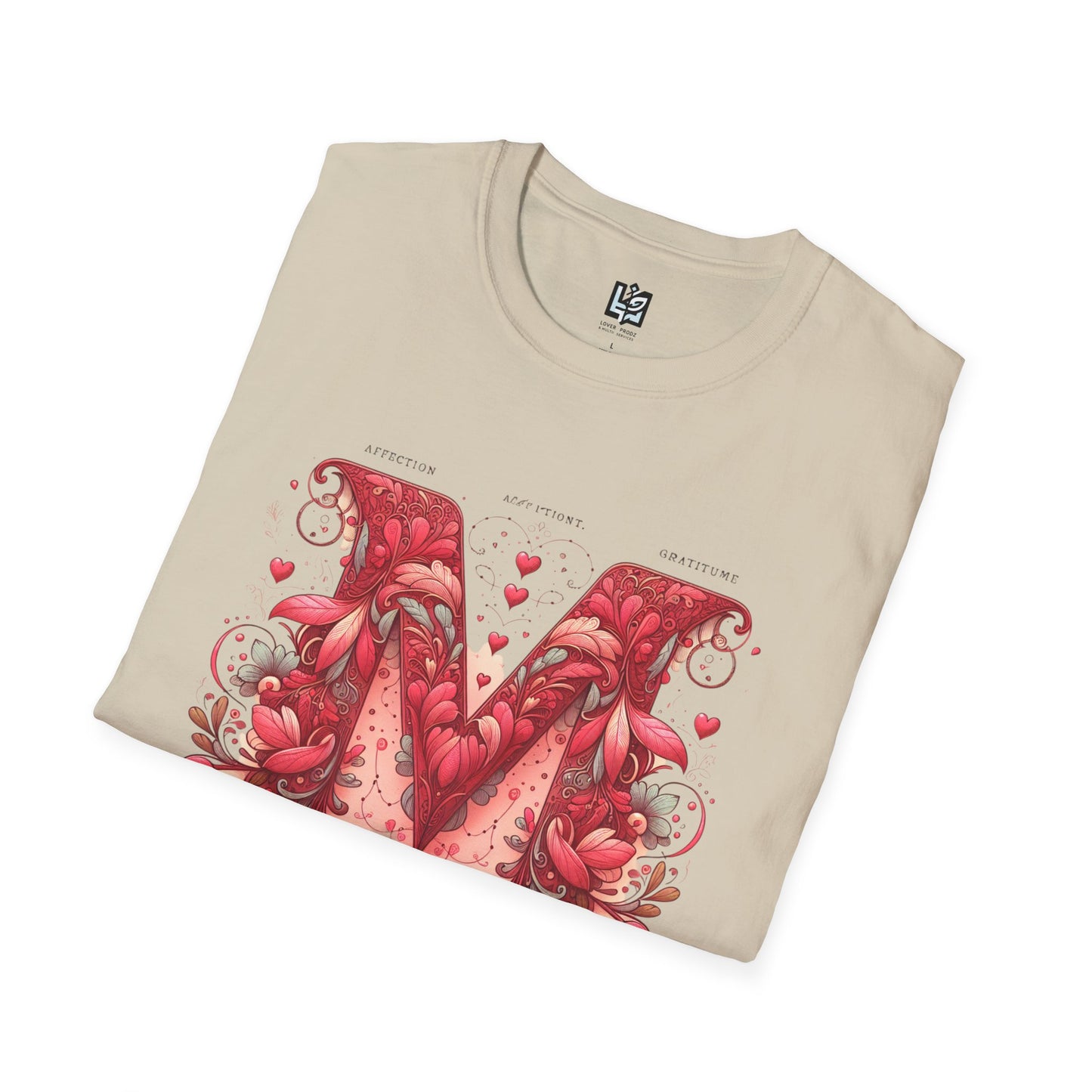 Floral Letter 'M' Unisex Softstyle T-Shirt - Perfect for Celebrations and Self-Expression