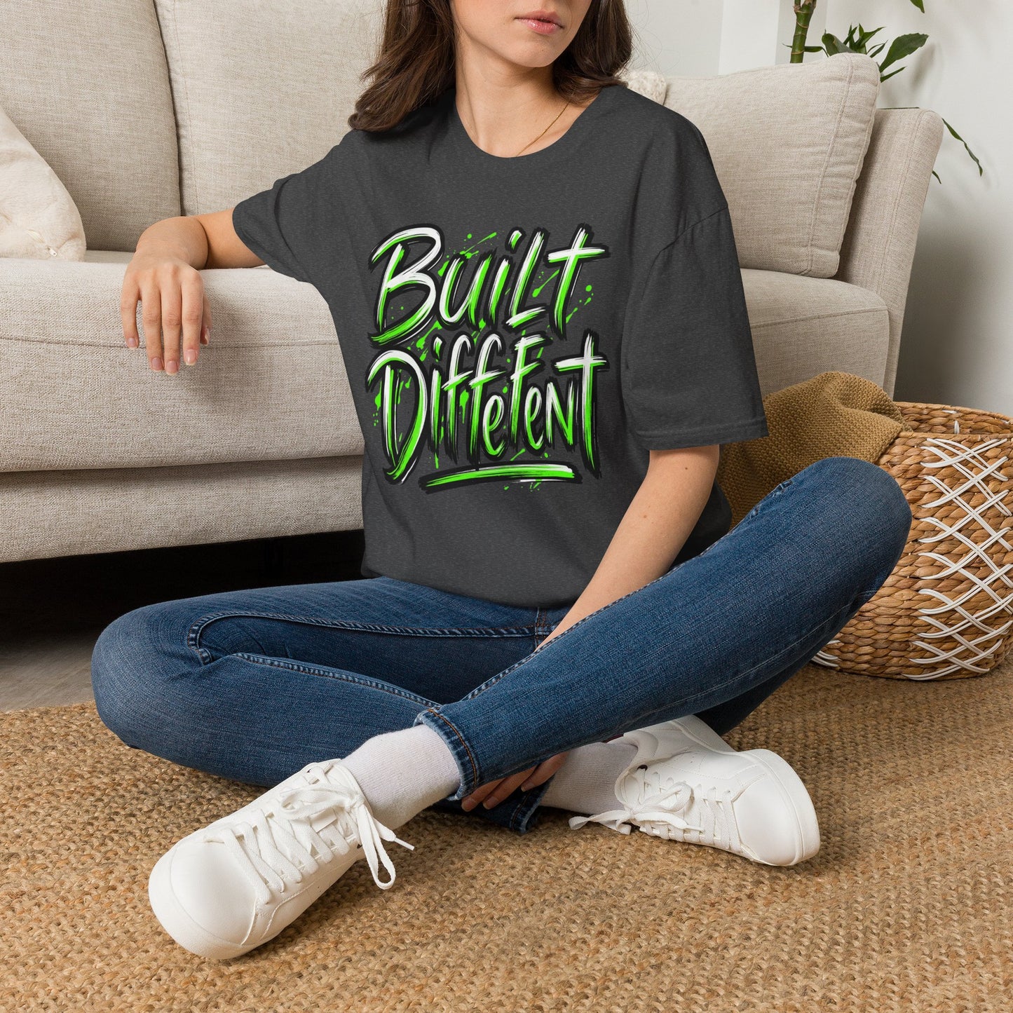 Built Different T-Shirt — Bold Neon Graffiti Tee