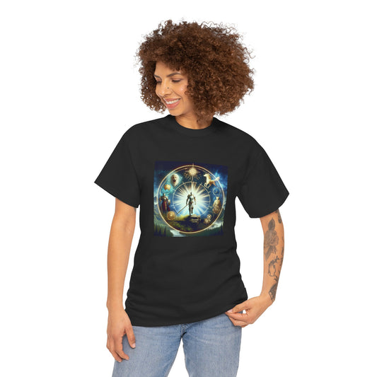 Cosmic Connection Unisex Heavy Cotton Tee - Celestial Design for Star Lovers
