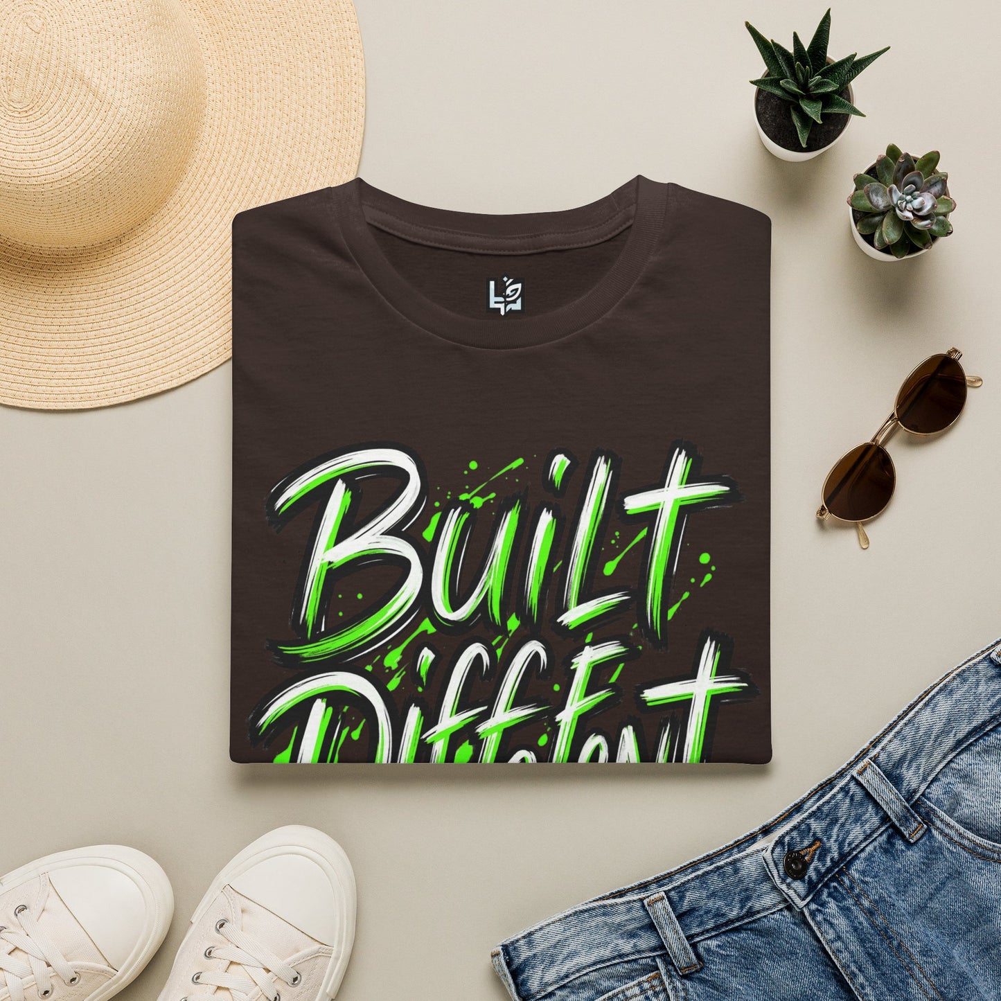 Built Different T-Shirt — Bold Neon Graffiti Tee
