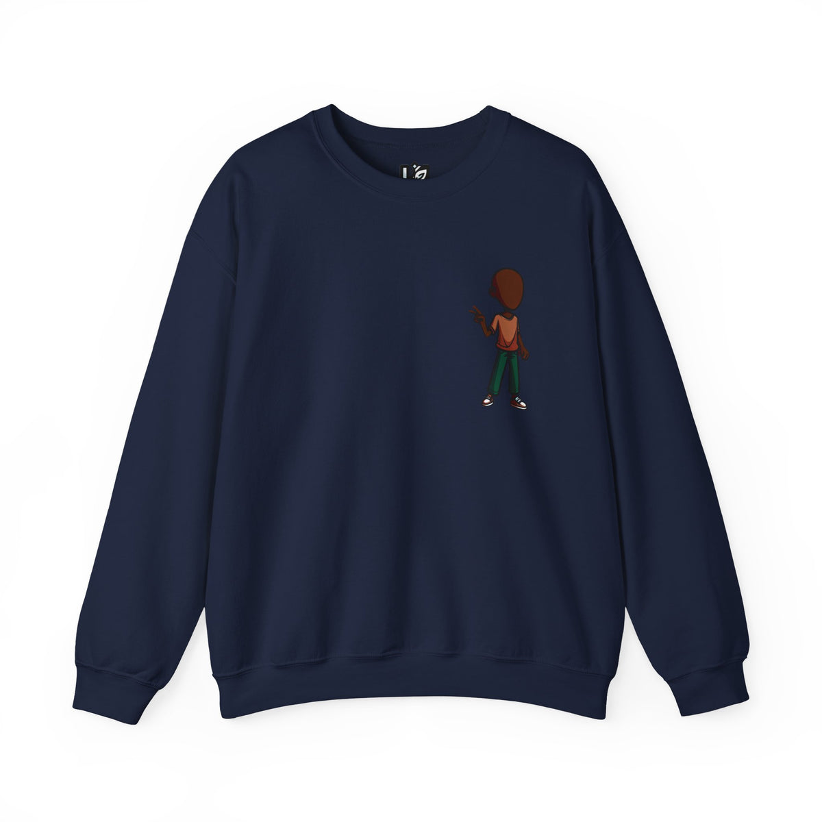 Crewneck Sweatshirt — Minimal Walking Kid Cartoon Chest Print