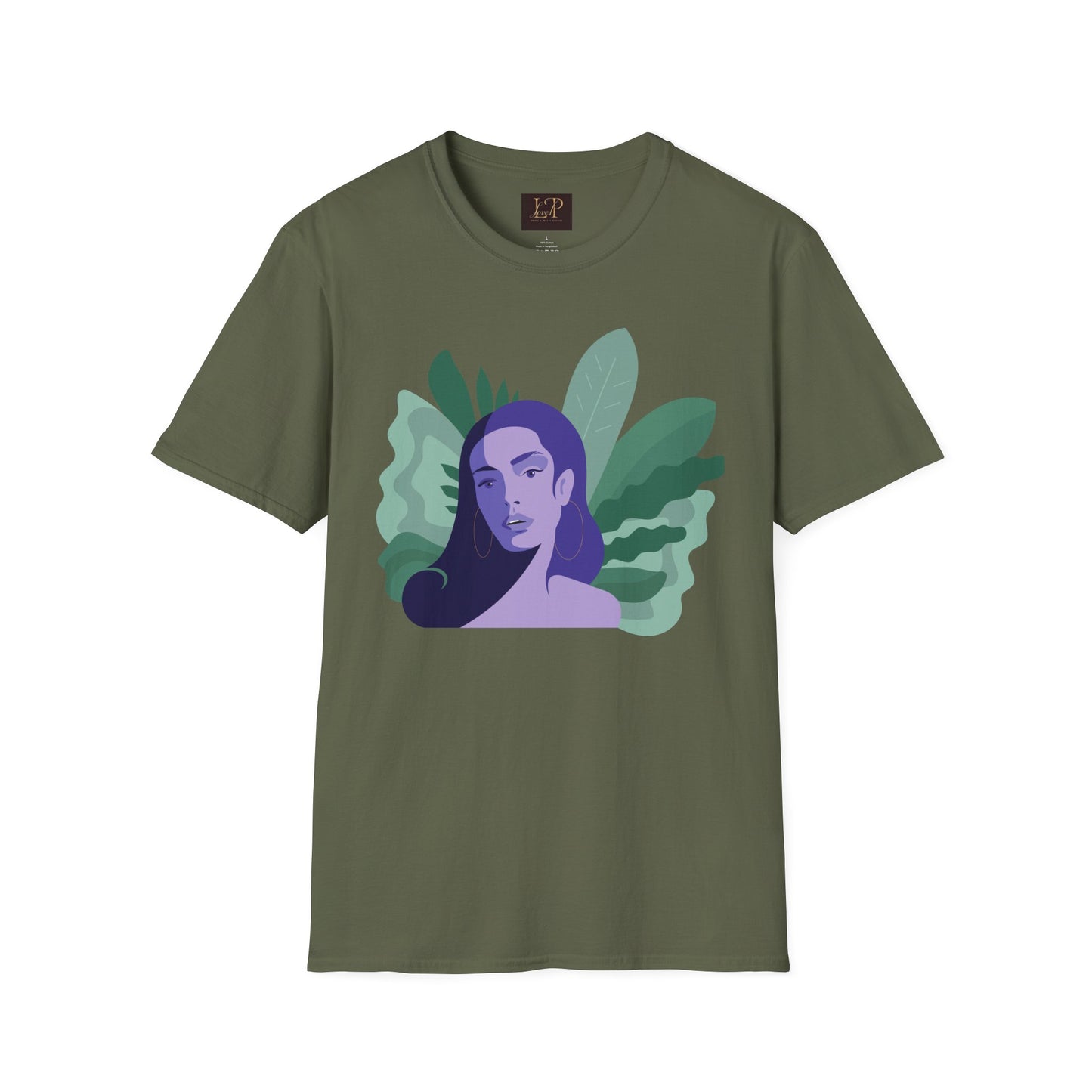 Chic Botanical Portrait T-Shirt for Nature Lovers