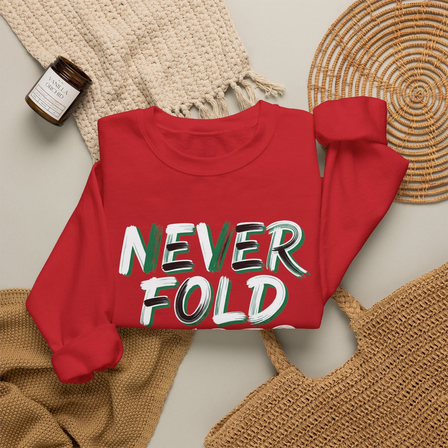 'Never Fold Under Pressure' Crewneck Sweatshirt – Motivational Graphic Pullover