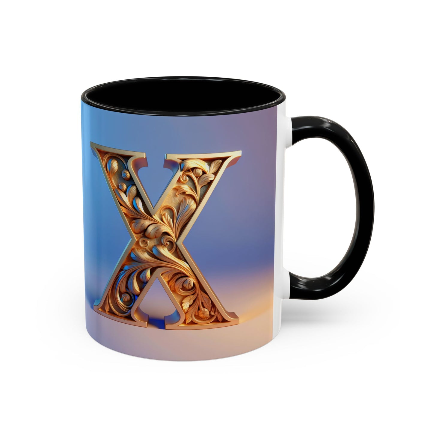 Elegant Monogram Accent Coffee Mug - Customizable X Design for Home & Gifts