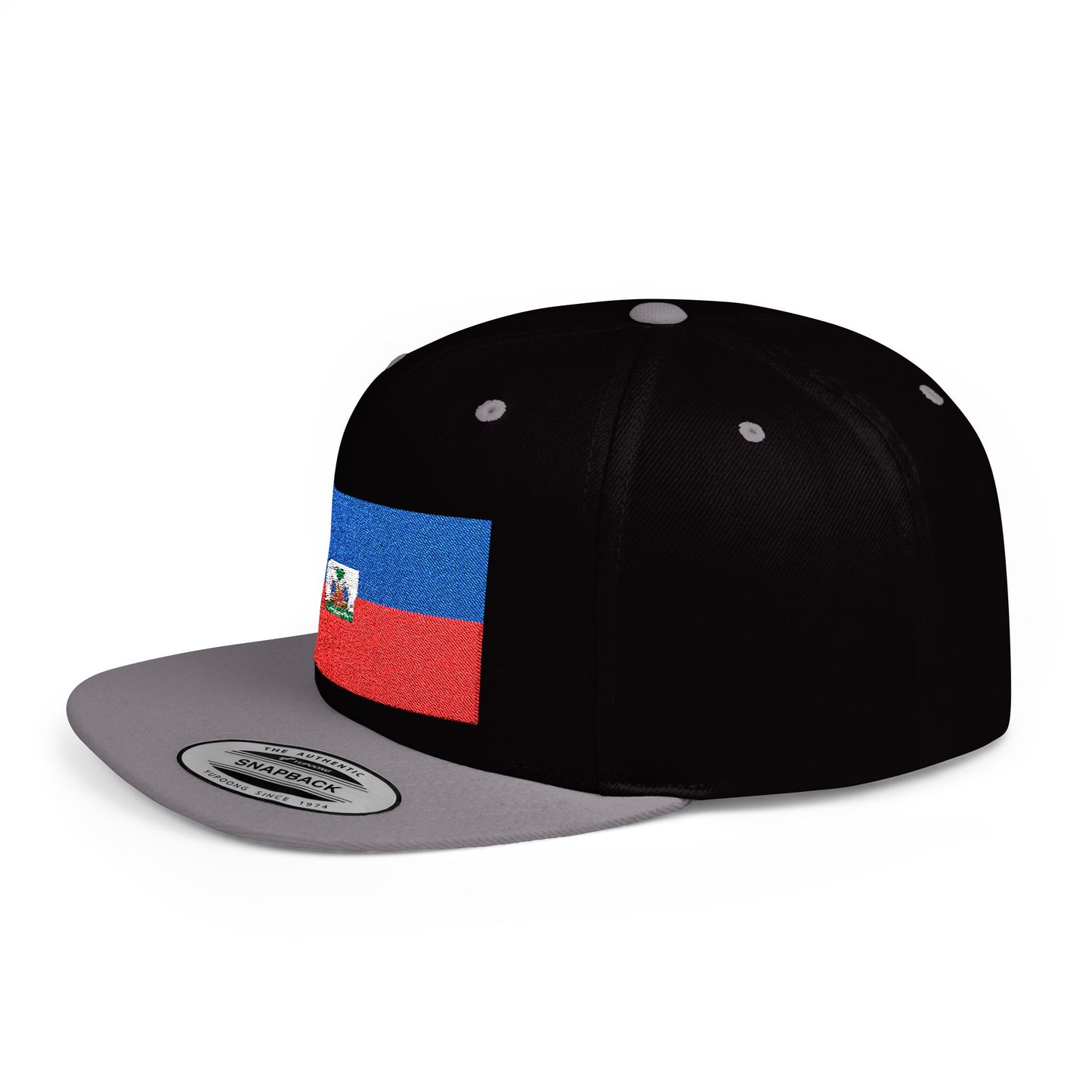 Haitian Flag Flat Bill Snapback Cap - Stylish Headwear for Cultural Celebrations