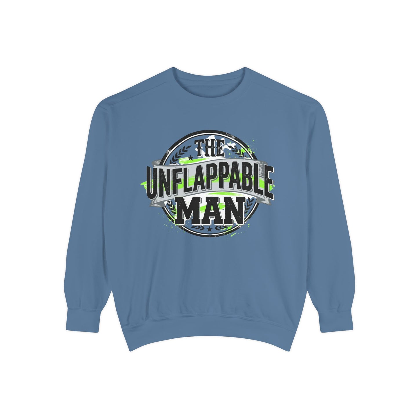 The Unflappable Man Sweatshirt — Retro Badge Graphic Crewneck
