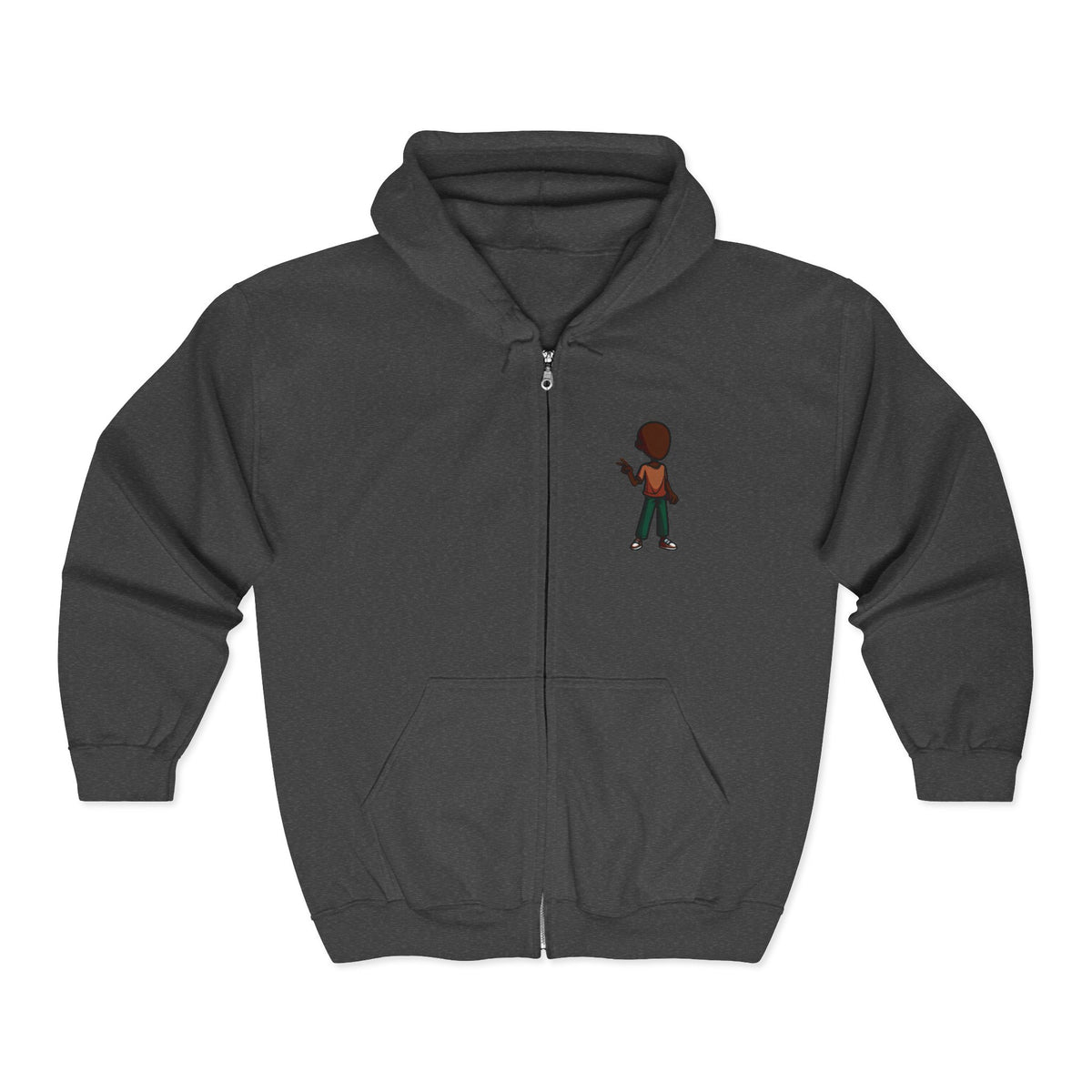 Gamer Pixel Character Full-Zip Hoodie — Retro 8-Bit Avatar Zip-Up