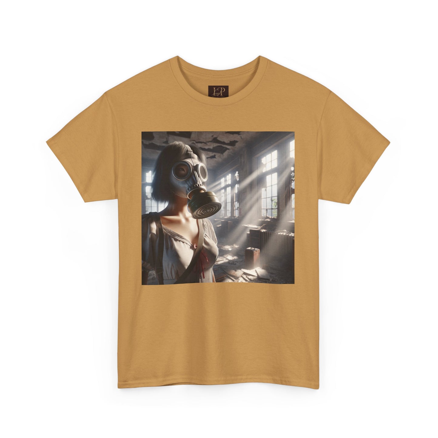 Unisex Heavy Cotton Tee - Vintage Aesthetic Gas Mask Design