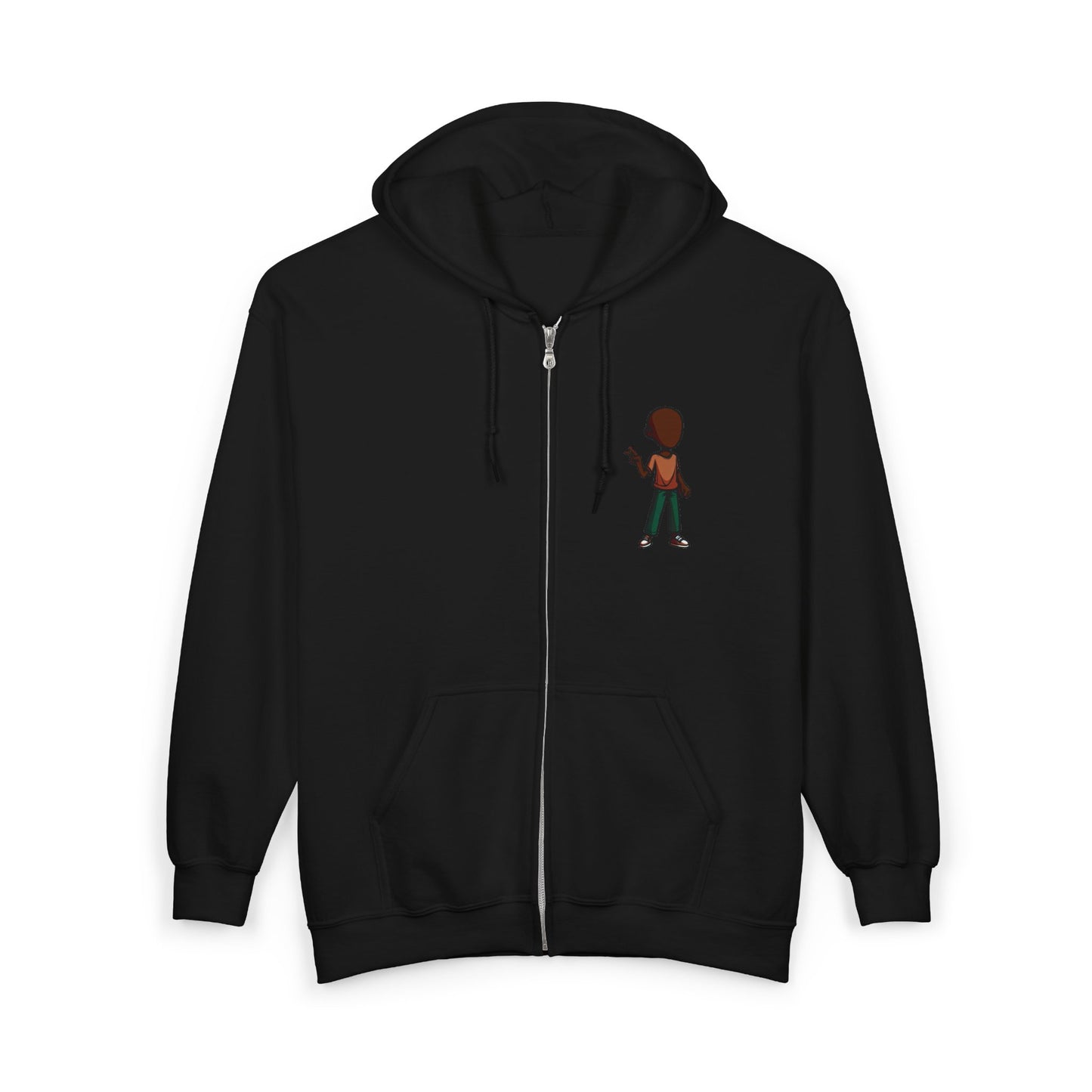 Gamer Pixel Character Full-Zip Hoodie — Retro 8-Bit Avatar Zip-Up
