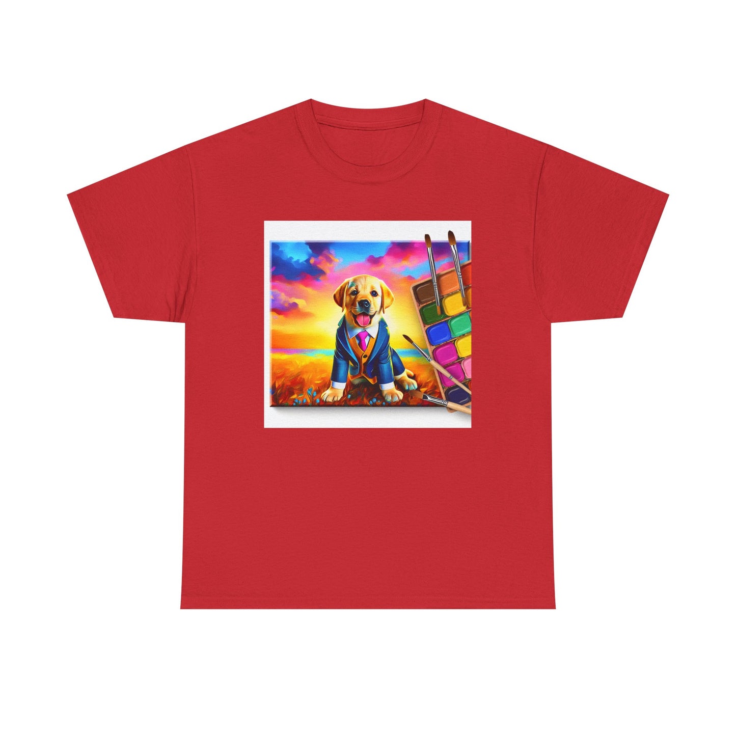 Playful Dog Art Unisex Heavy Cotton Tee