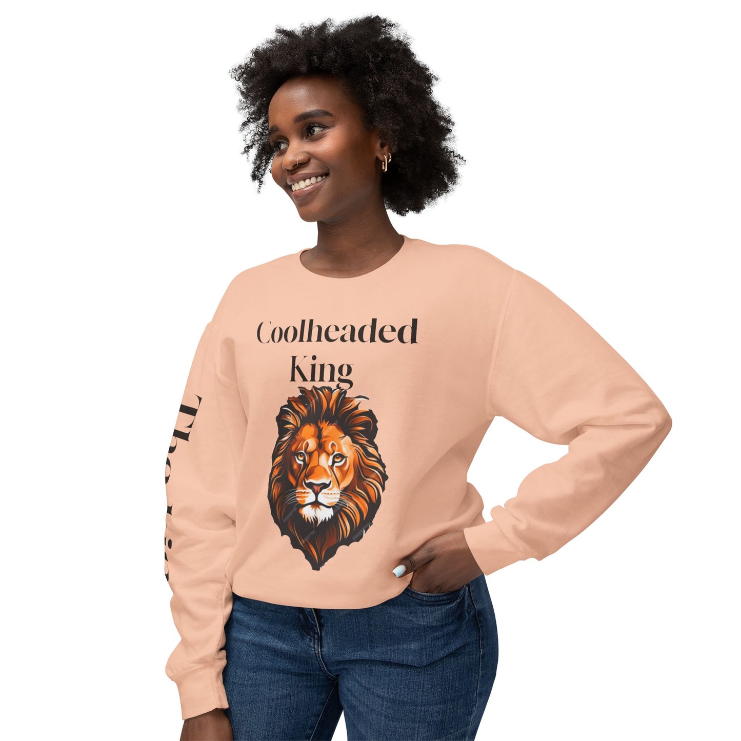 Unisex Lightweight Crewneck Sweatshirt - 'Coolheaded king' Lion Design