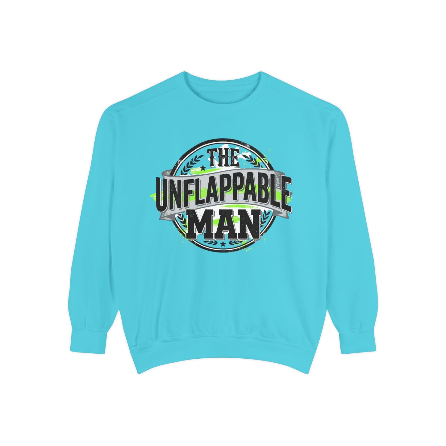 The Unflappable Man Sweatshirt — Retro Badge Graphic Crewneck