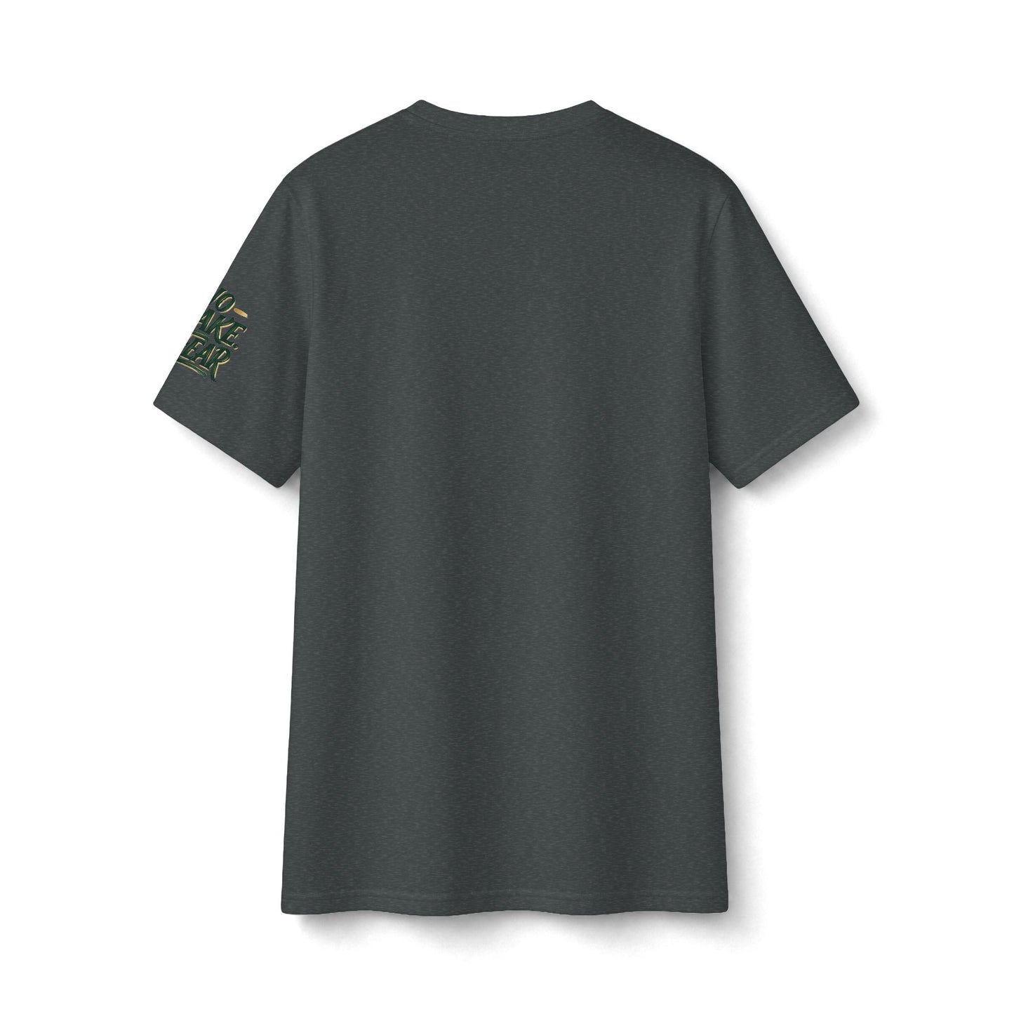 V‑Neck Tee — Small Backturned Character Chest Print with “No Smoke No Ash” Sleeve Text