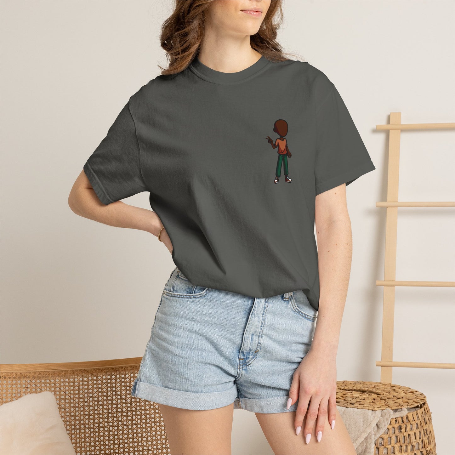 Minimalist Little Boy Graphic T-Shirt — Small Chest Illustration, Casual Kids/Youth Tee