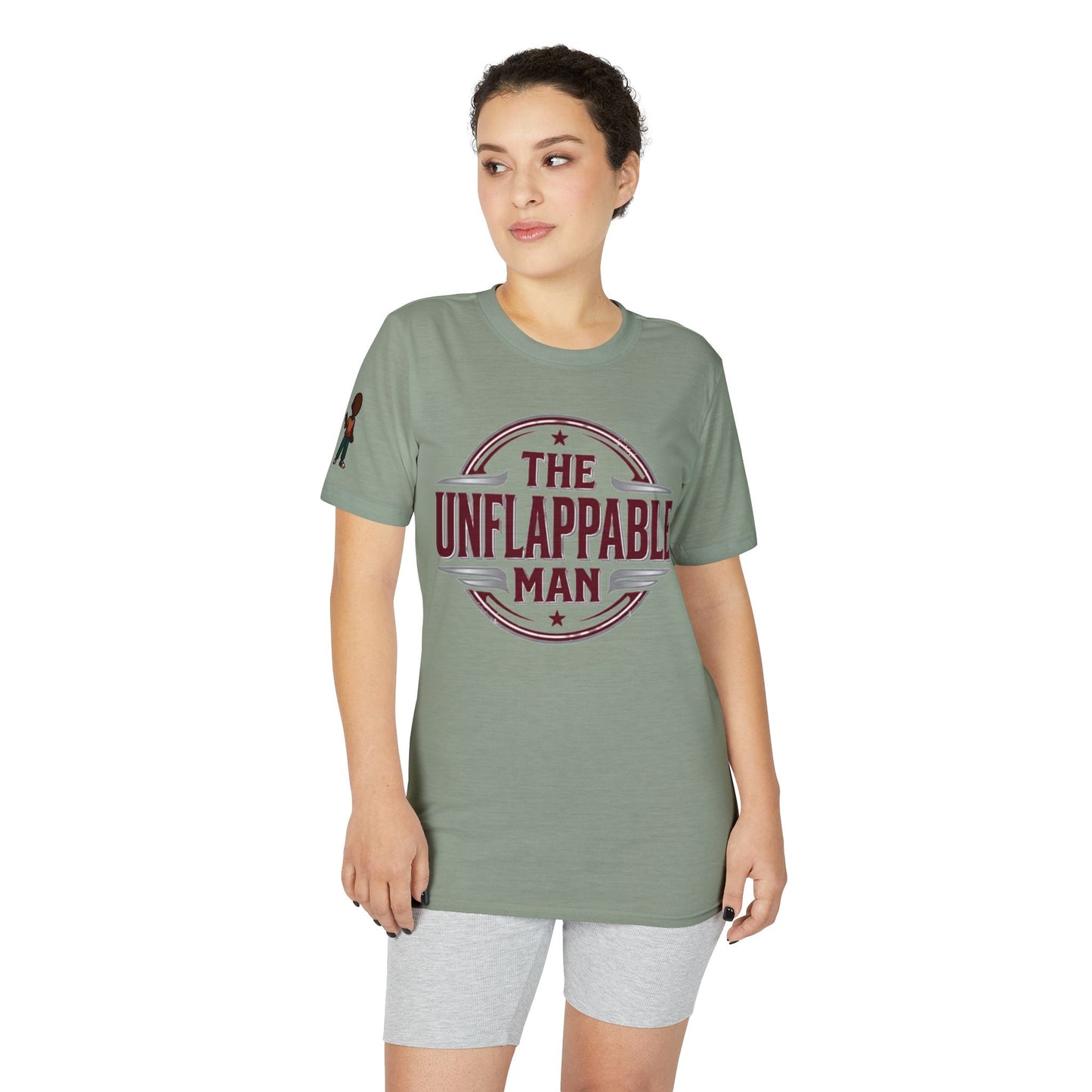 The Unflappable Man T-Shirt – Vintage Badge Graphic Tee for Calm, Confident Guys