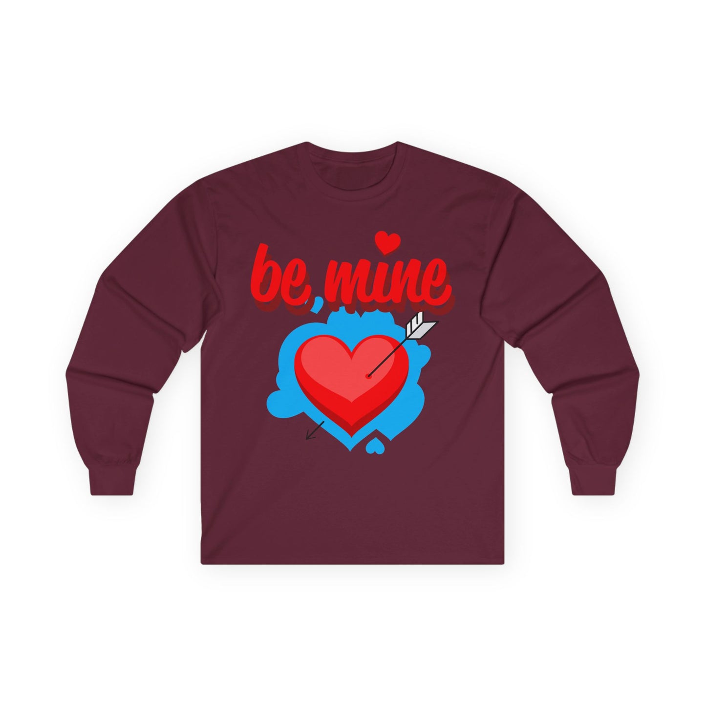 Be Mine Heart Long Sleeve Tee — Valentine’s Day Cupid Arrow Design