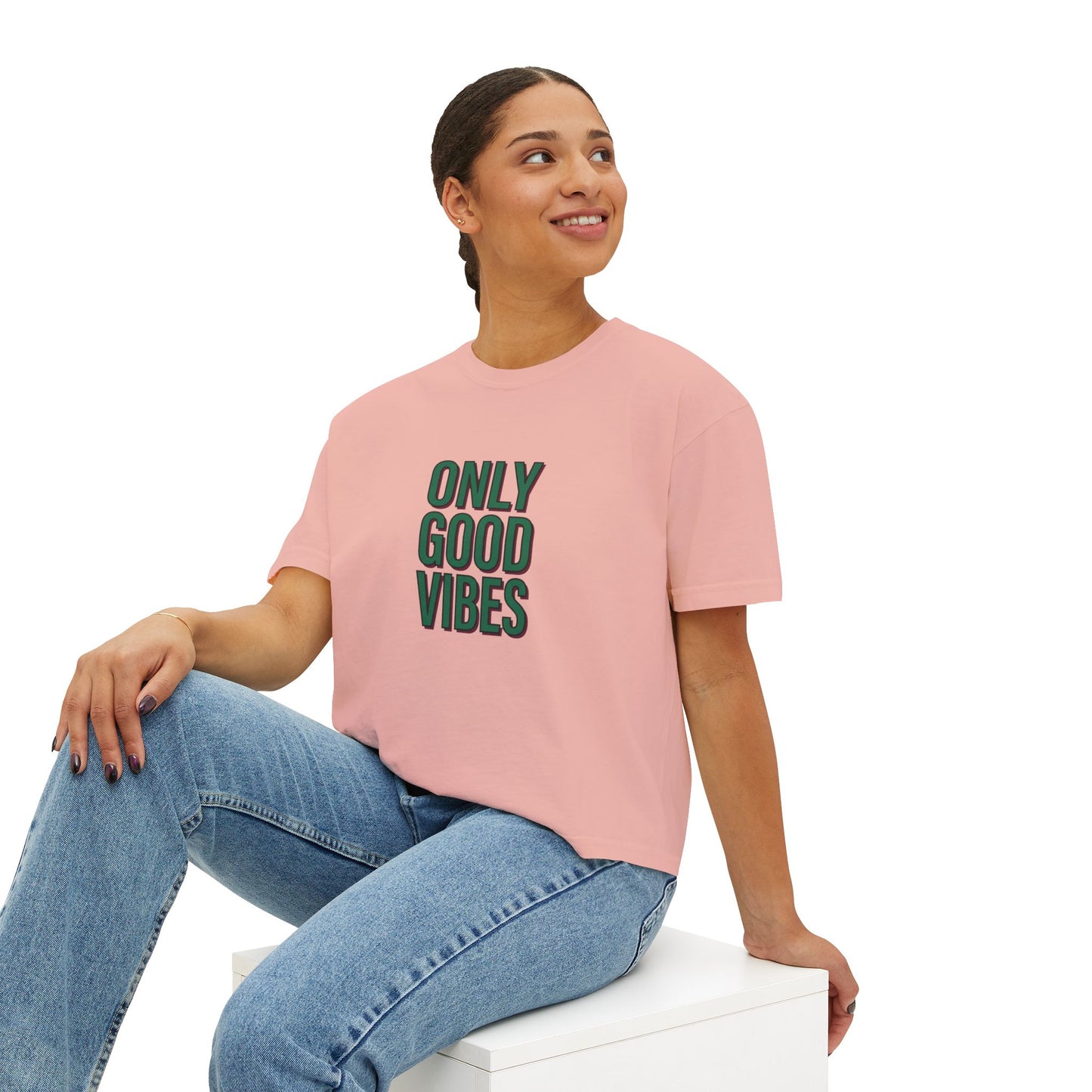 Only Good Vibes Boxy Tee — Women's Positive Graphic Crop T-Shirt