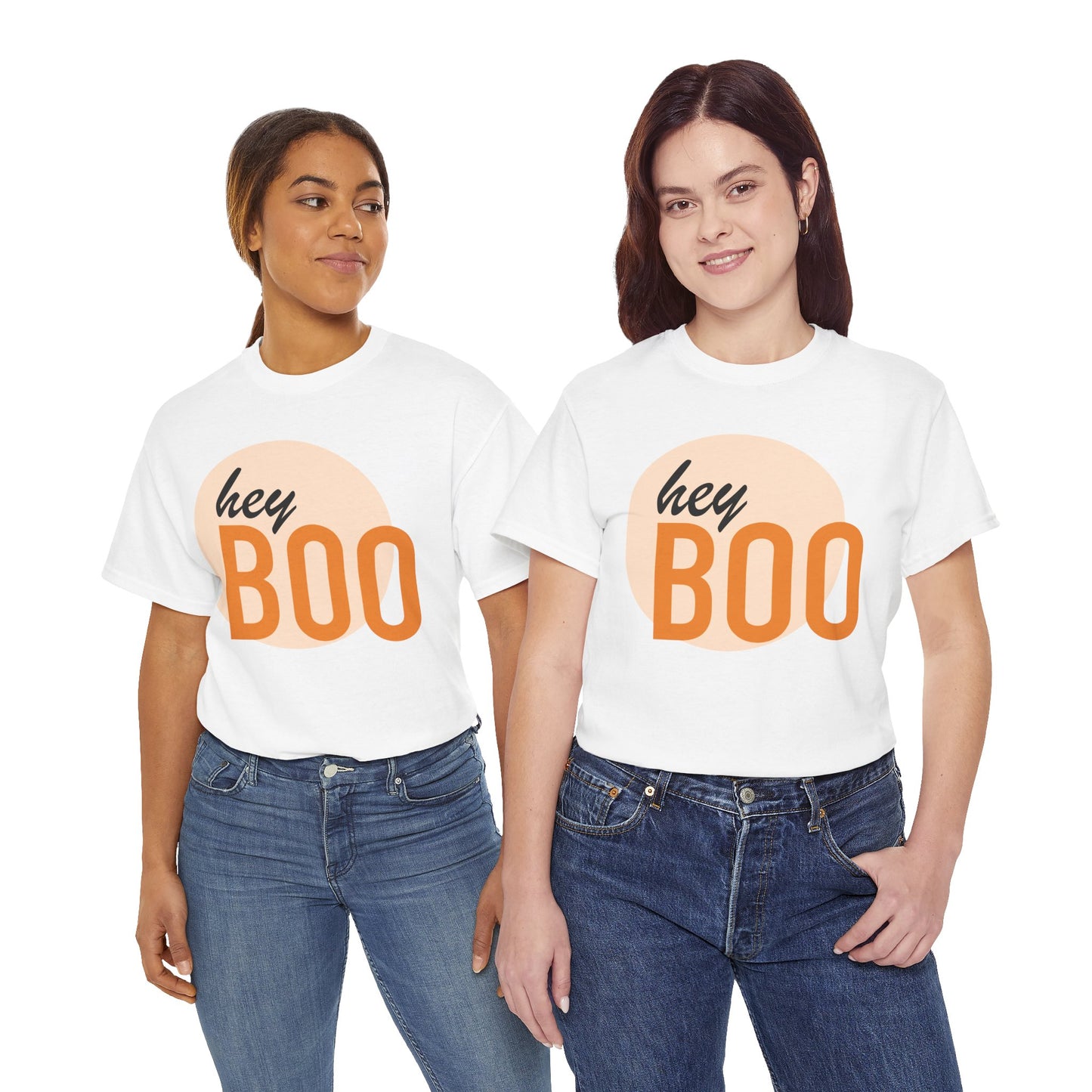 Hey Boo Unisex Heavy Cotton Tee - Cute & Comfy Fall T-Shirt