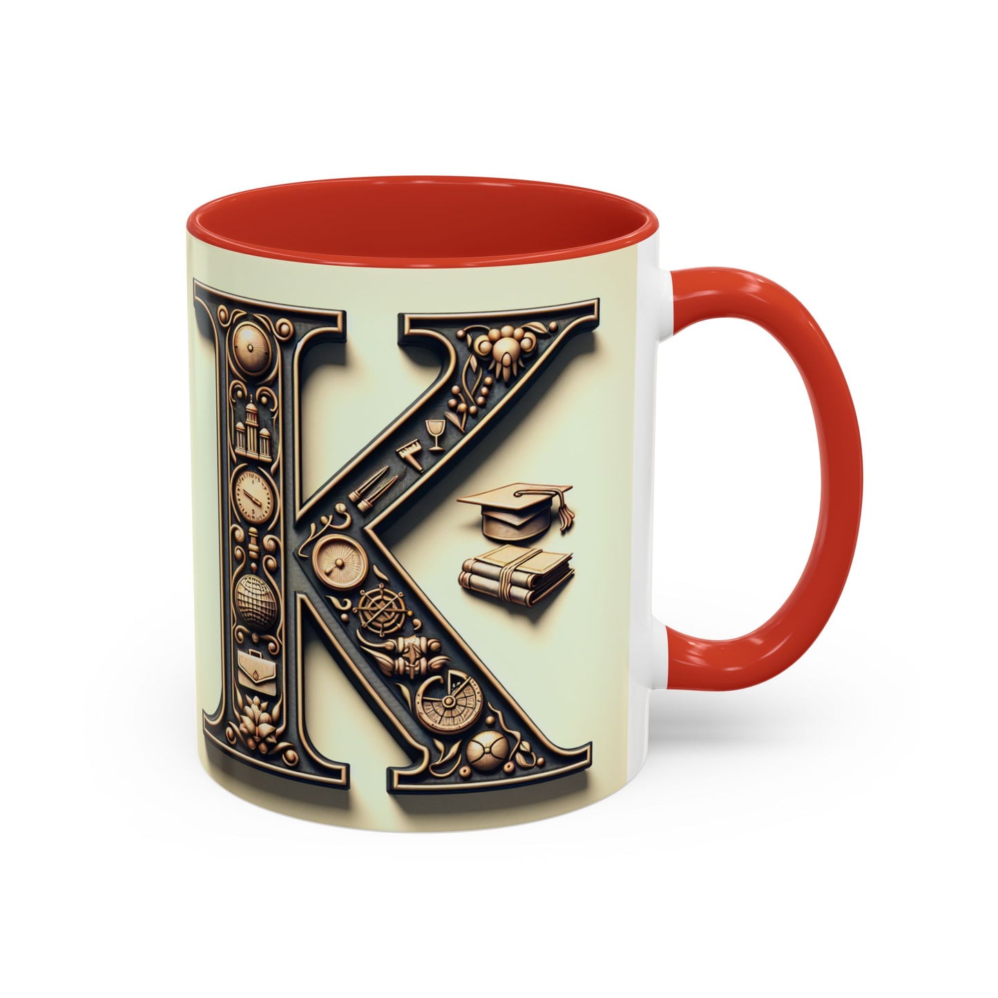 Personalized Initial K Accent Coffee Mug - Perfect Gift for Graduates or Book Lovers