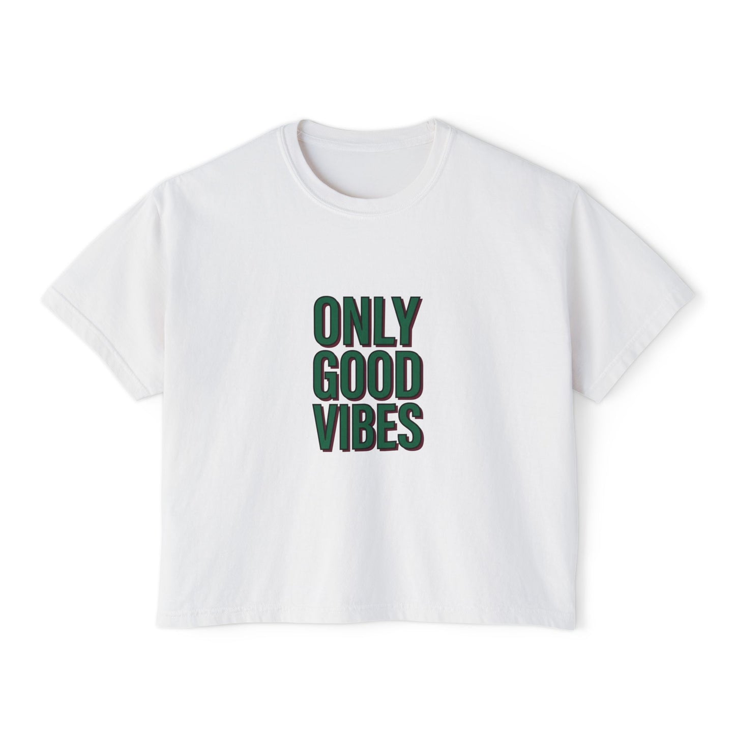 Only Good Vibes Boxy Tee — Women's Positive Graphic Crop T-Shirt