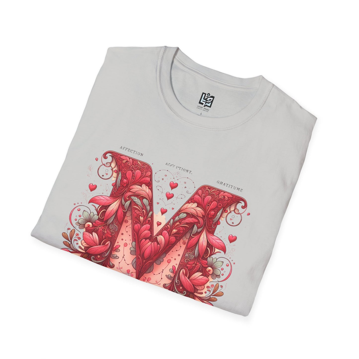 Floral Letter 'M' Unisex Softstyle T-Shirt - Perfect for Celebrations and Self-Expression