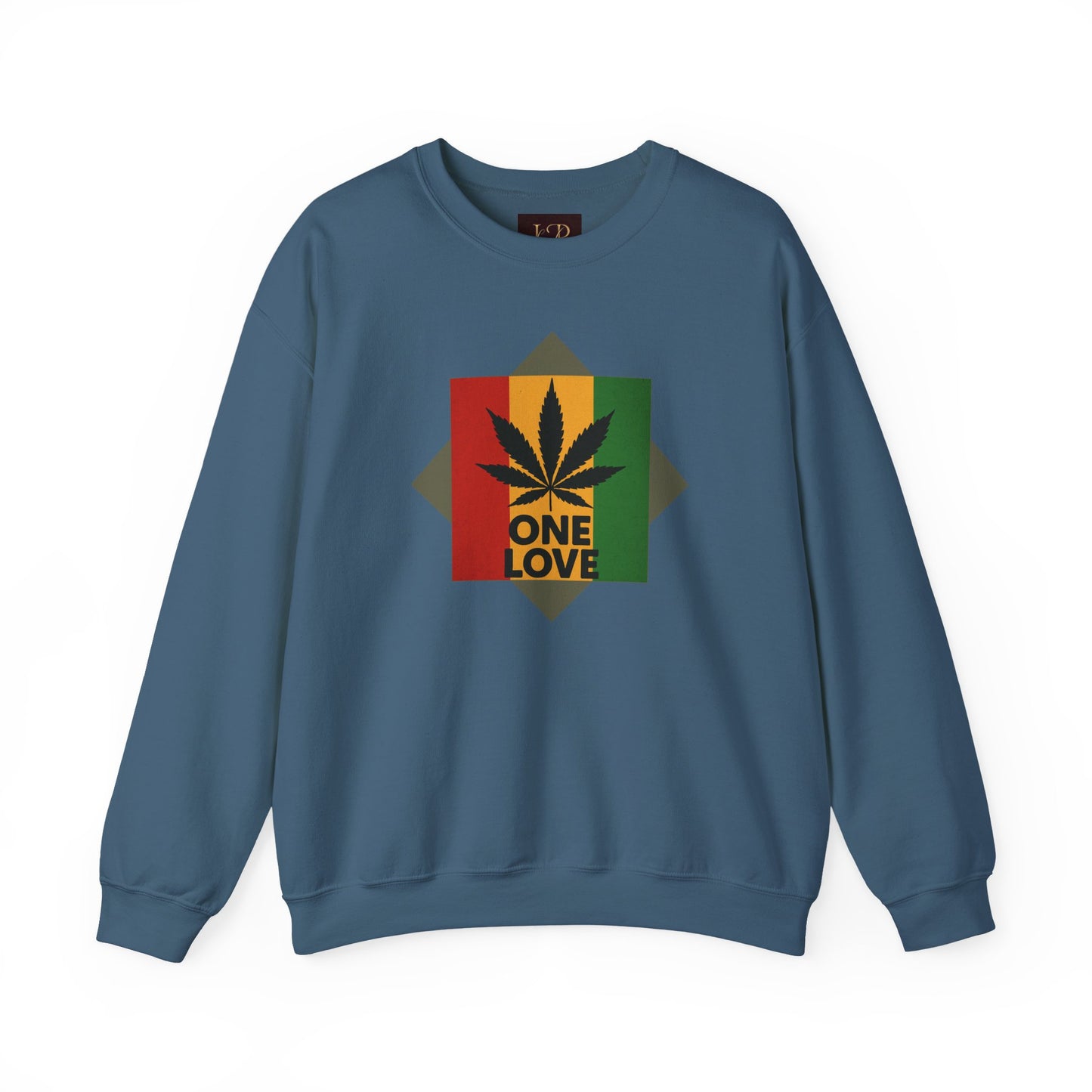 One Love Cannabis Crewneck Sweatshirt | Unisex Pullover | Cozy Streetwear, Gift for Stoners, Rasta Style Sweatshirt, Chill Vibes Apparel