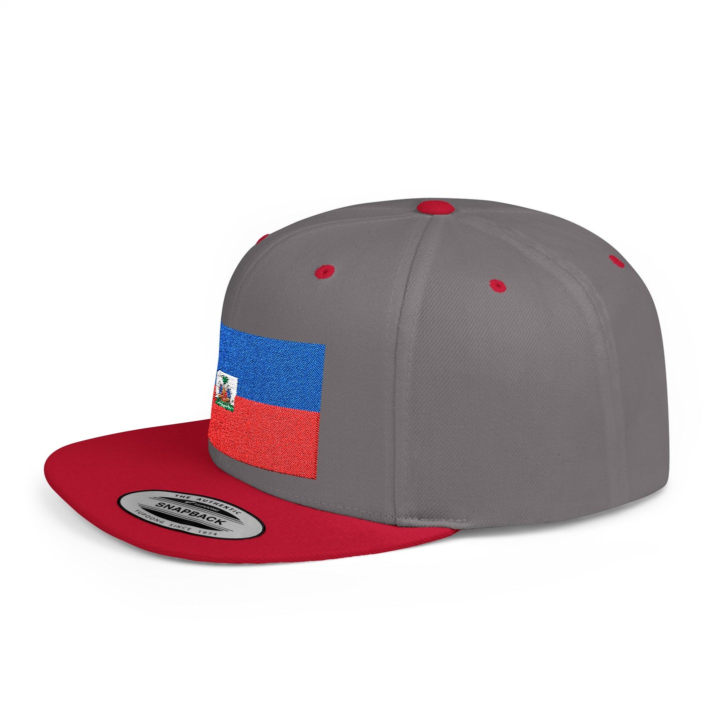 Haitian Flag Flat Bill Snapback Cap - Stylish Headwear for Cultural Celebrations