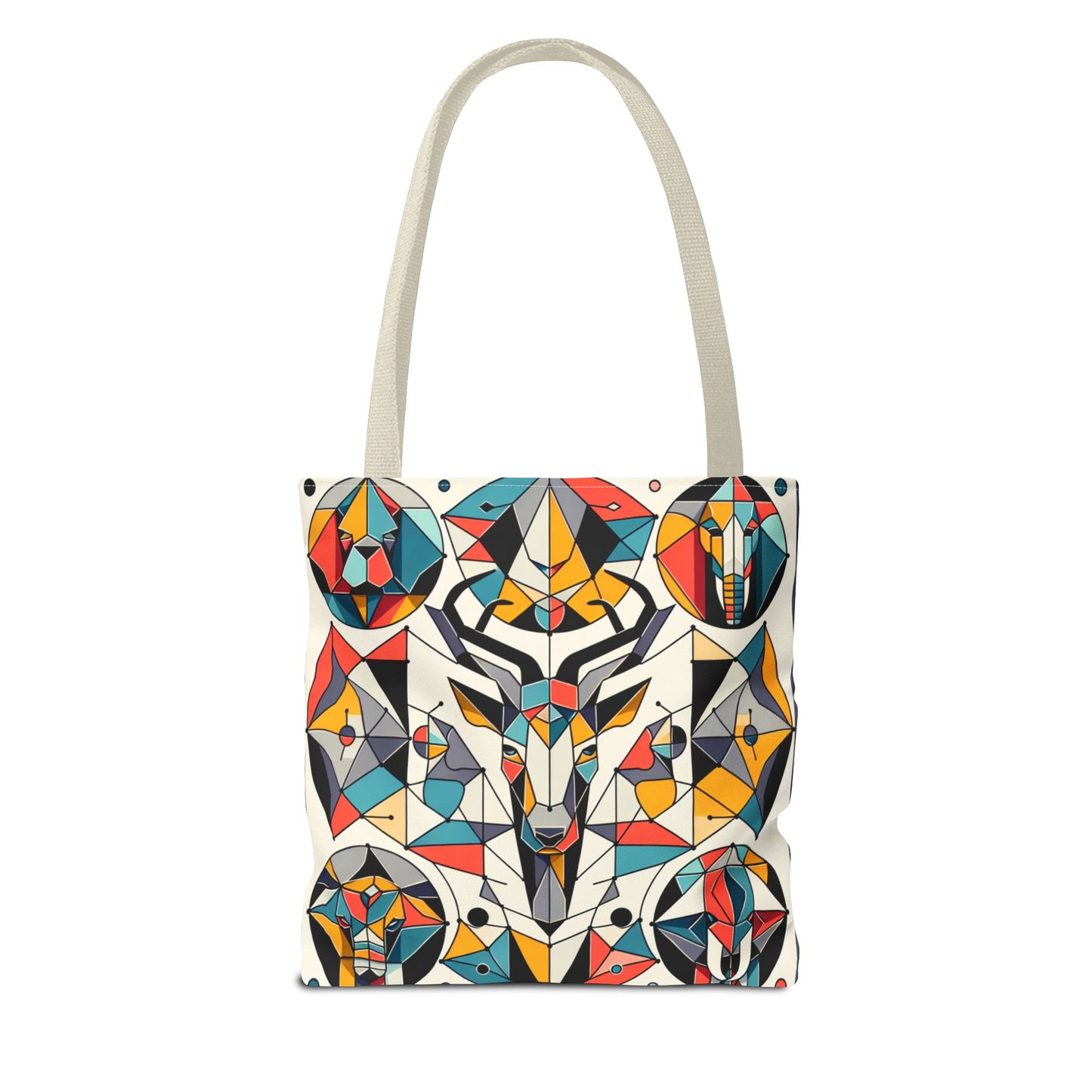 Colorful Geometric Animal Tote Bag - Eco-Friendly & Stylish