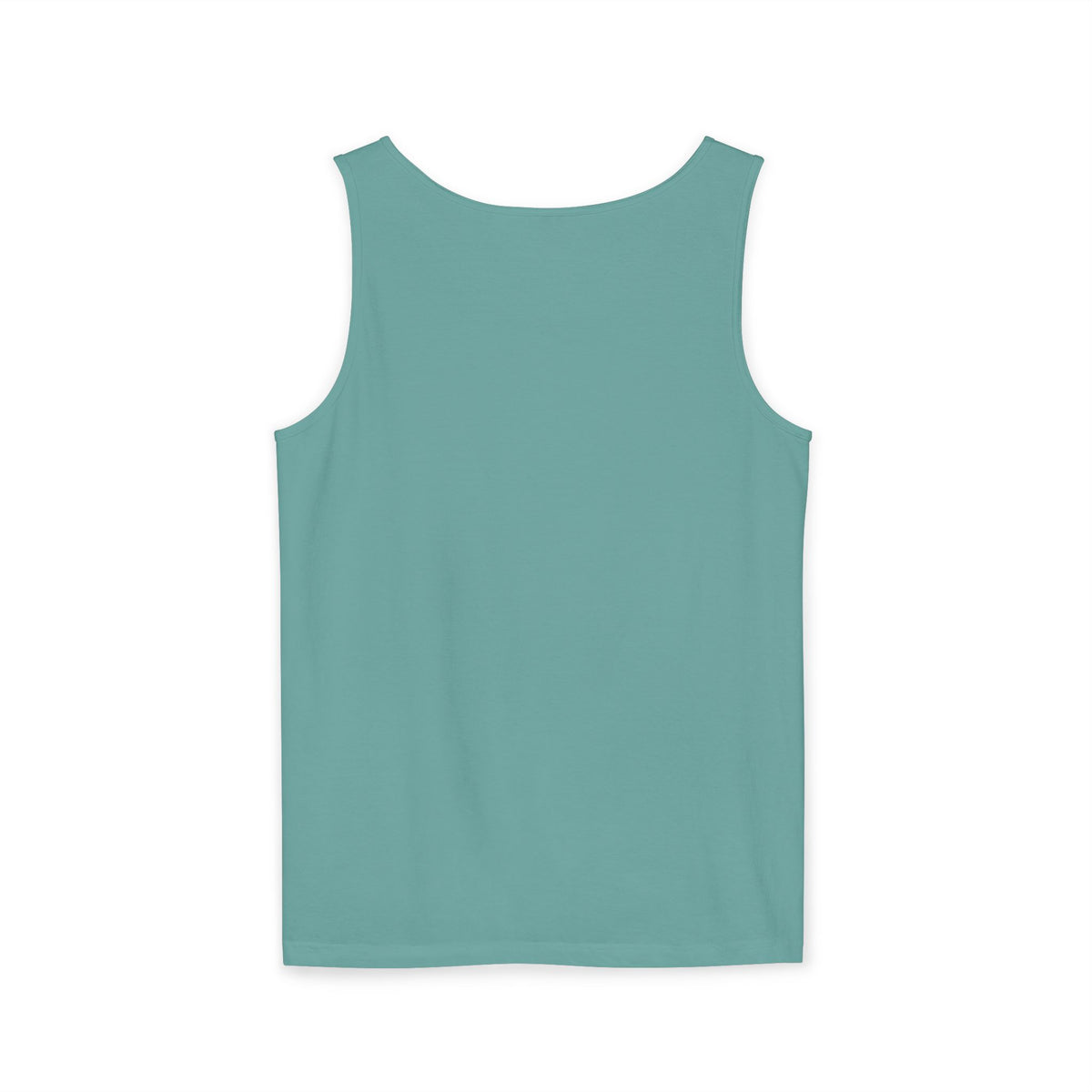 Minimalist Coffee Lover Tank — Small Cartoon Person Holding Mug Graphic Tank Top