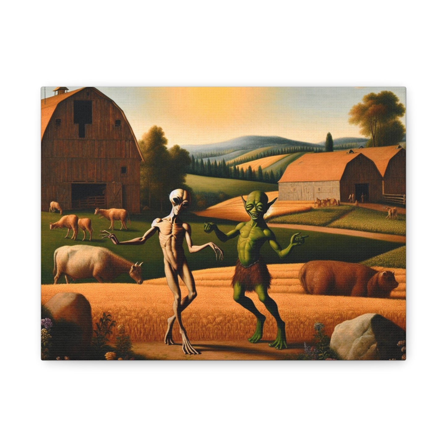 Whimsical Alien Art Canvas - Fun Pop Culture Home Decor - 1.25" Stretched Matte Canvas