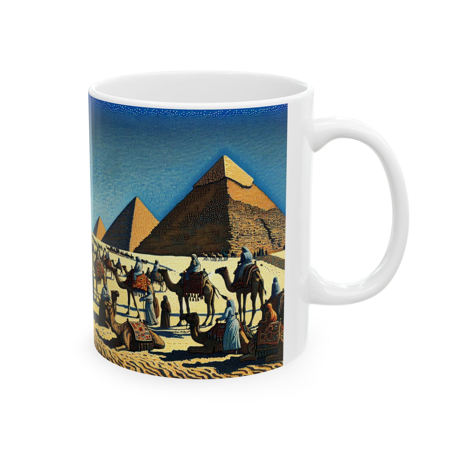 Desert Adventure Ceramic Mug - 11oz & 15oz | Pyramid Scene Coffee Cup