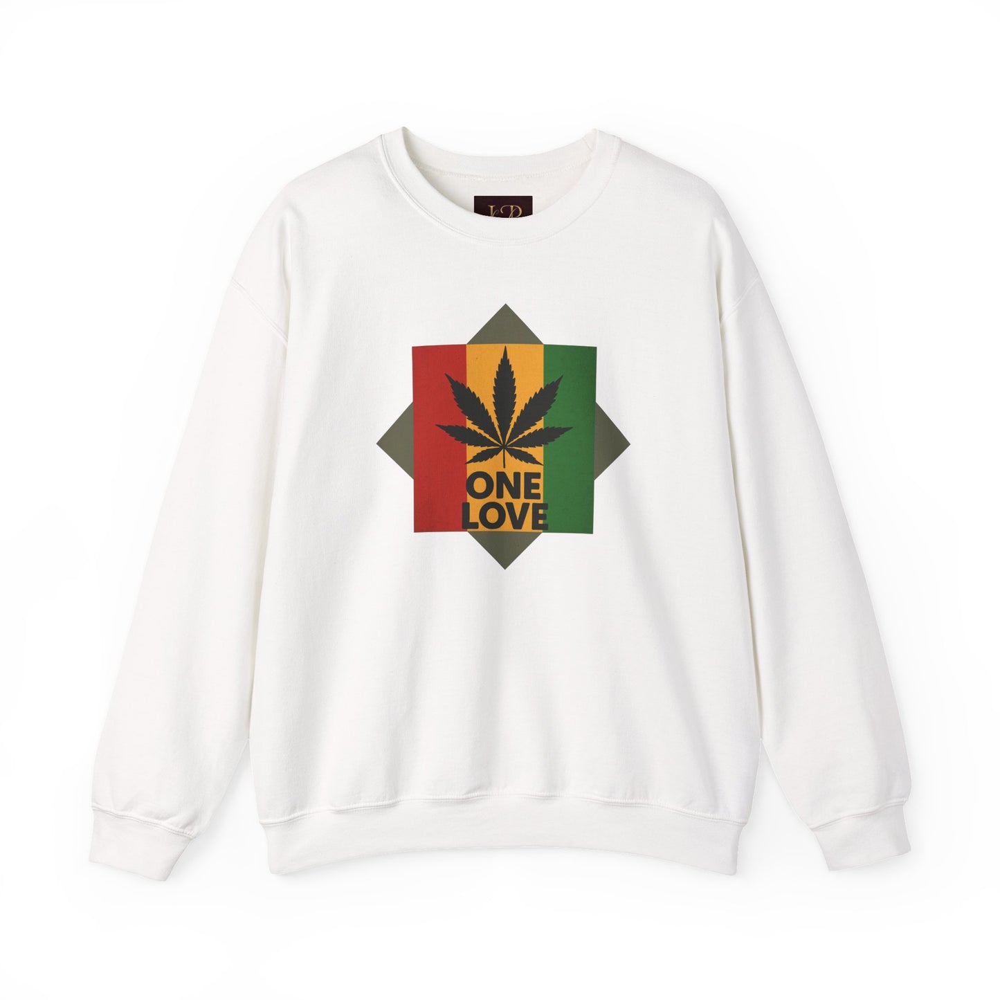 One Love Cannabis Crewneck Sweatshirt | Unisex Pullover | Cozy Streetwear, Gift for Stoners, Rasta Style Sweatshirt, Chill Vibes Apparel