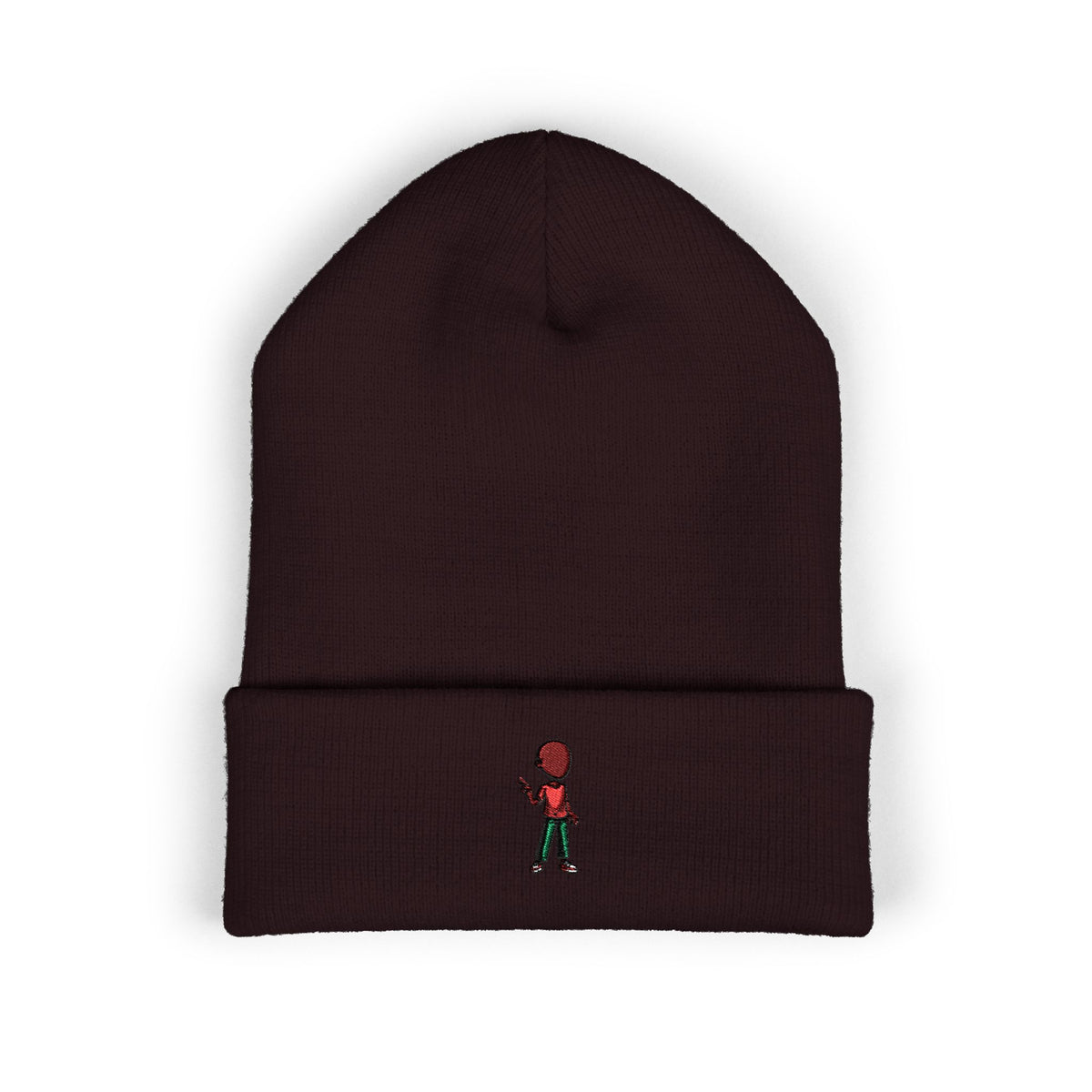 Embroidered Skate Kid Cuffed Beanie — Minimal Streetwear Winter Hat