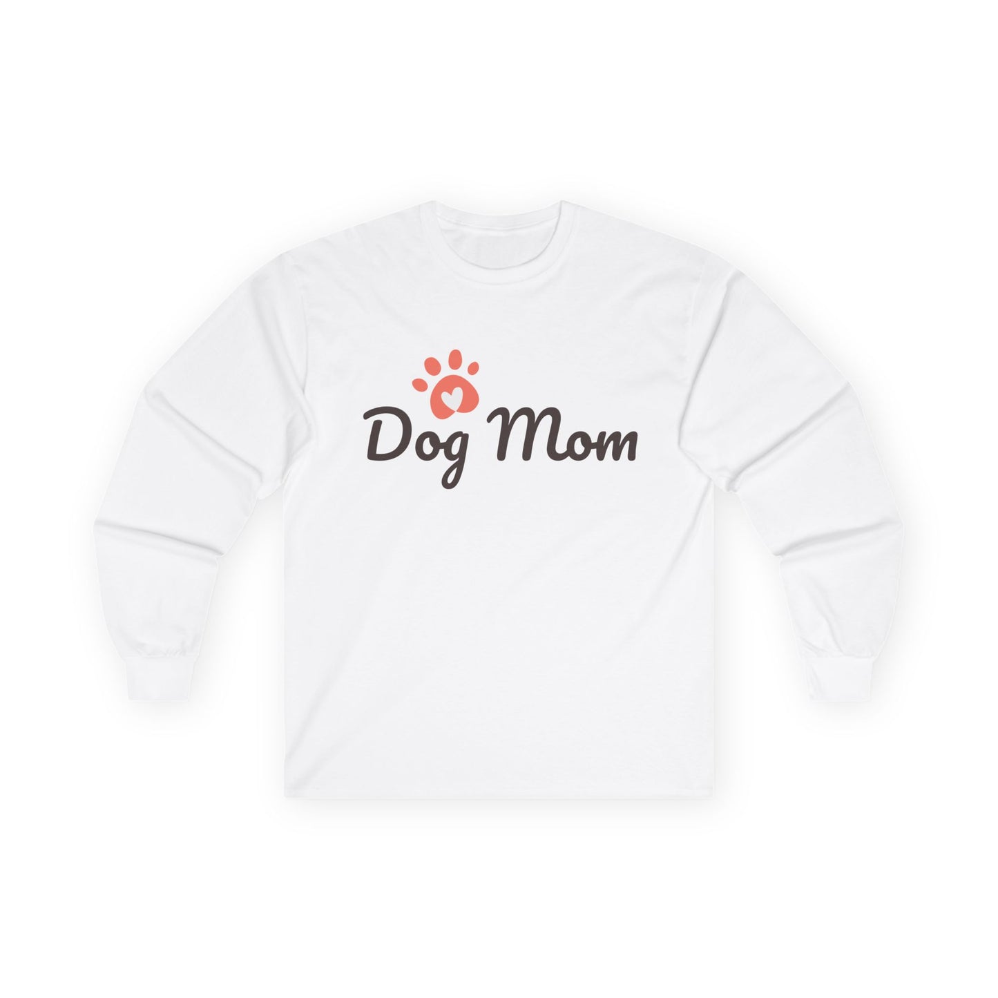 Dog Mom Long Sleeve Tee — Paw Print Graphic Shirt for Dog Lovers