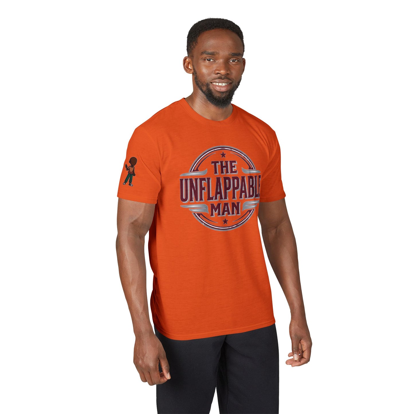 The Unflappable Man T-Shirt – Vintage Badge Graphic Tee for Calm, Confident Guys