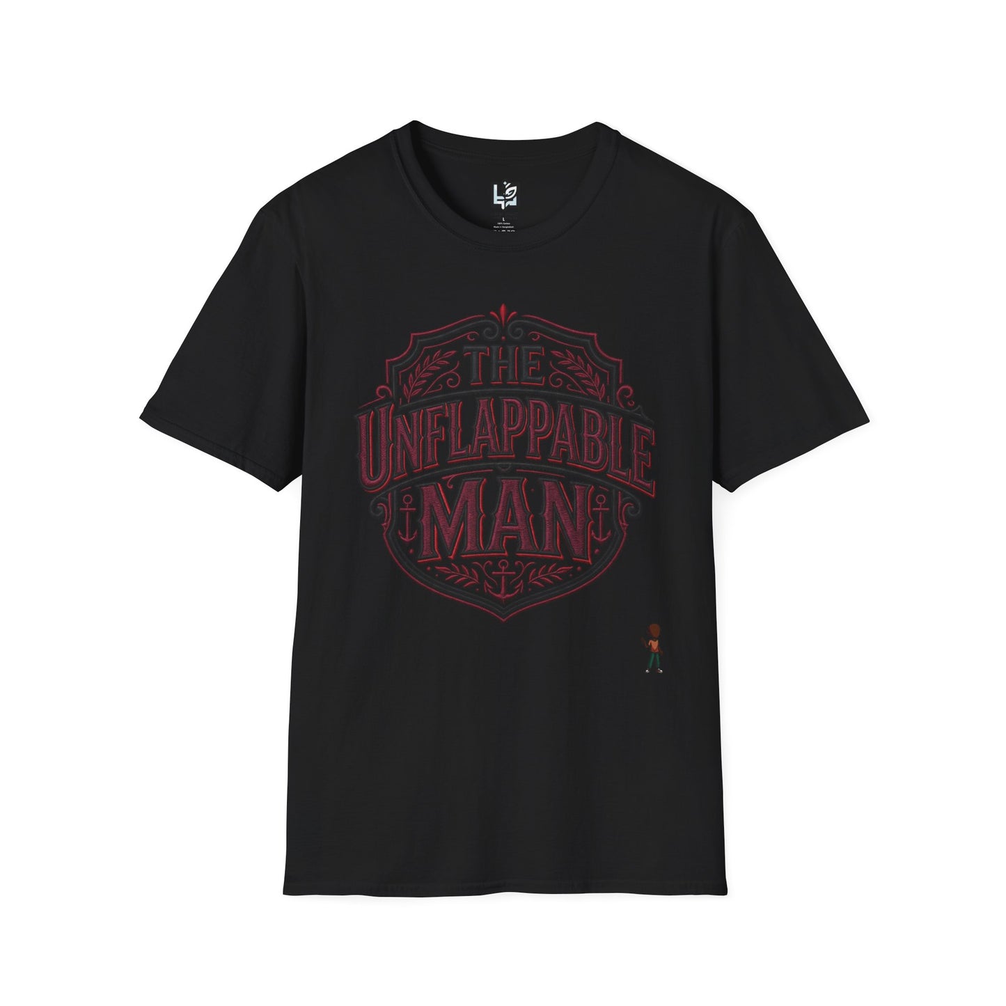 The Unflappable Man T-Shirt — Vintage Shield Graphic Tee for Confident Guys