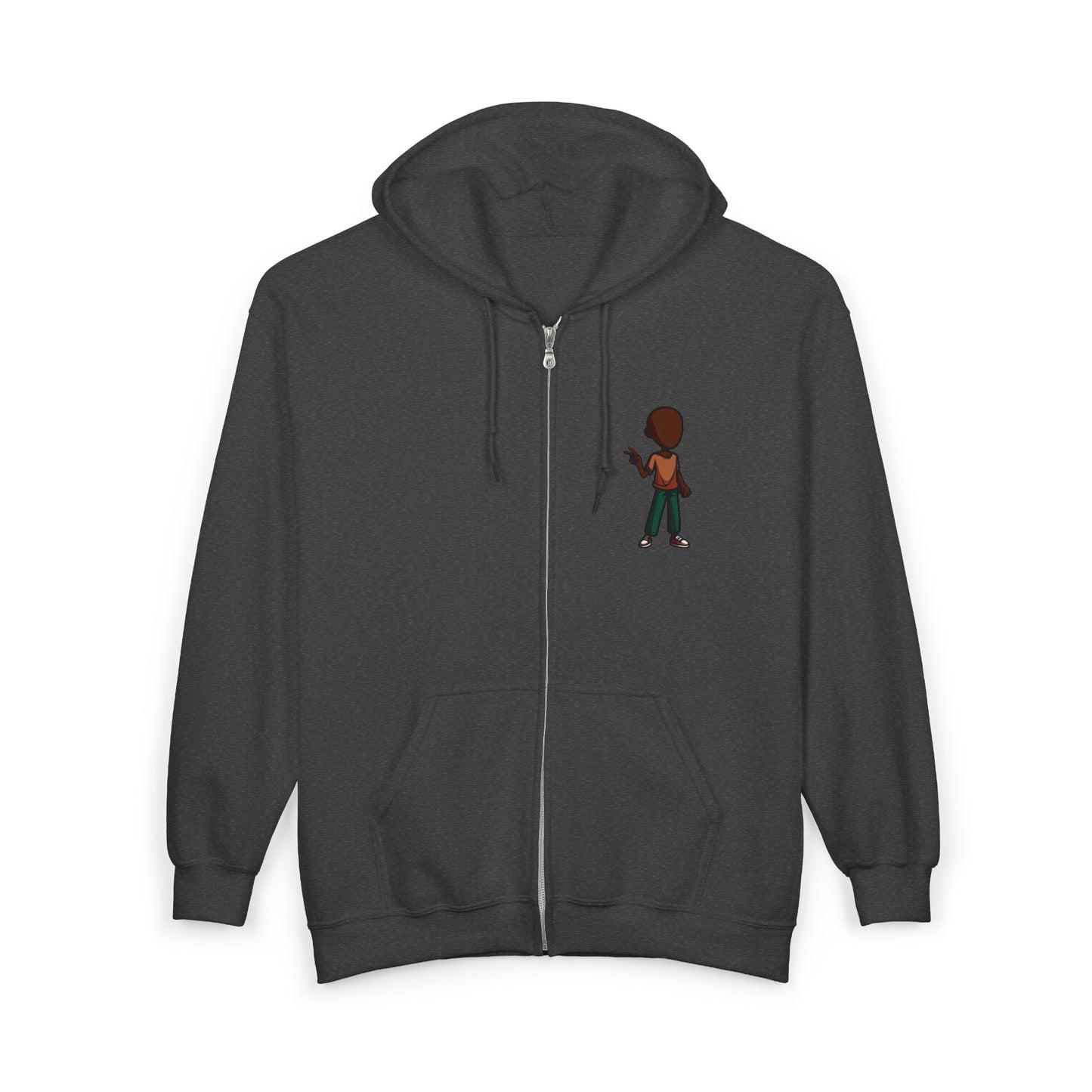 Gamer Pixel Character Full-Zip Hoodie — Retro 8-Bit Avatar Zip-Up