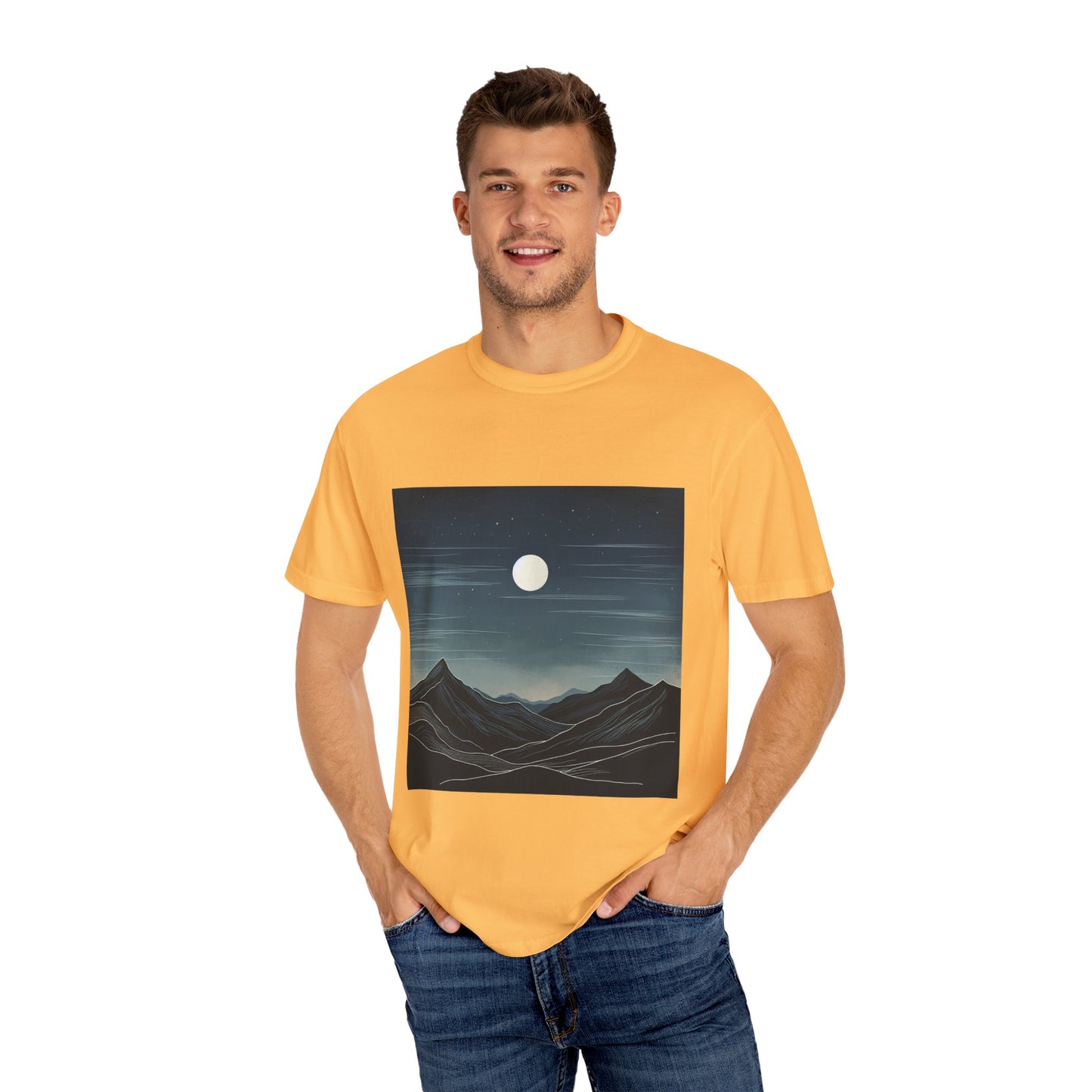 Moonlit Mountains Unisex Garment-Dyed T-shirt | Nature-Inspired Style for Adventurers