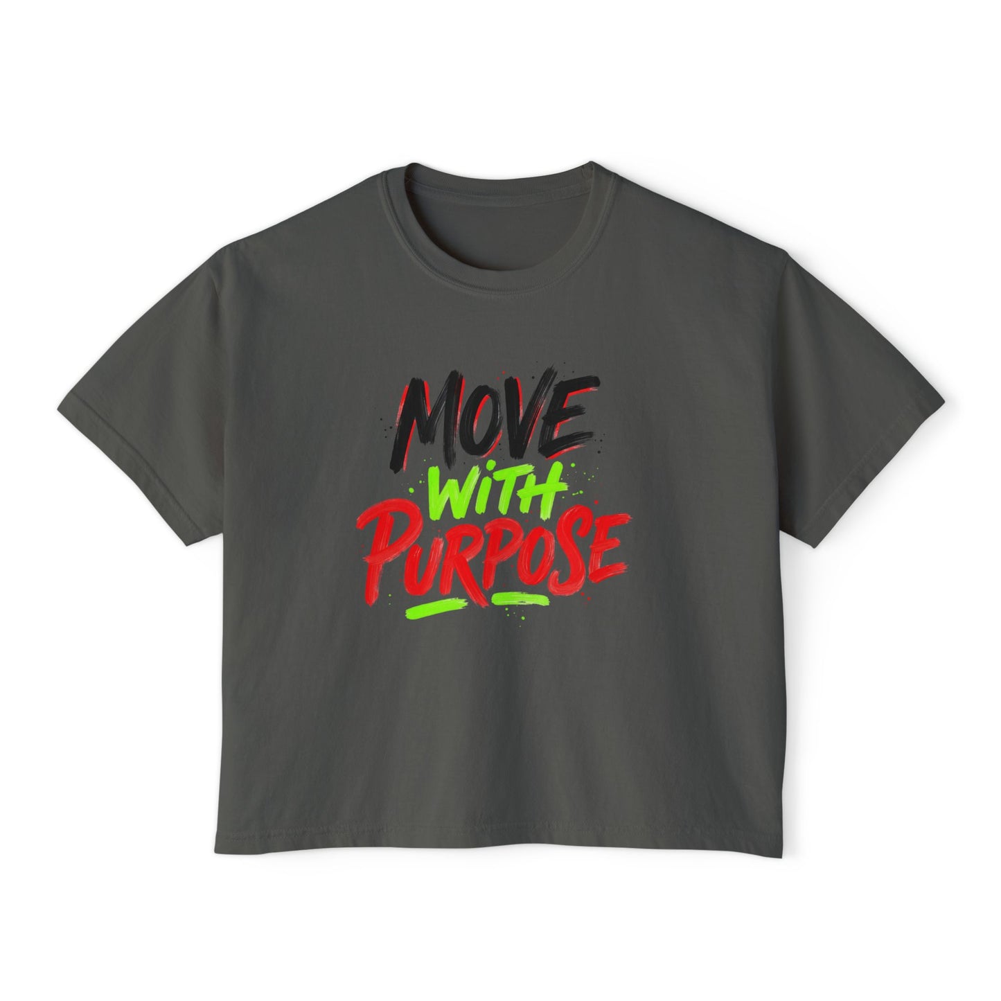 Move With Purpose Boxy Tee — Motivational Women's Cropped T‑Shirt