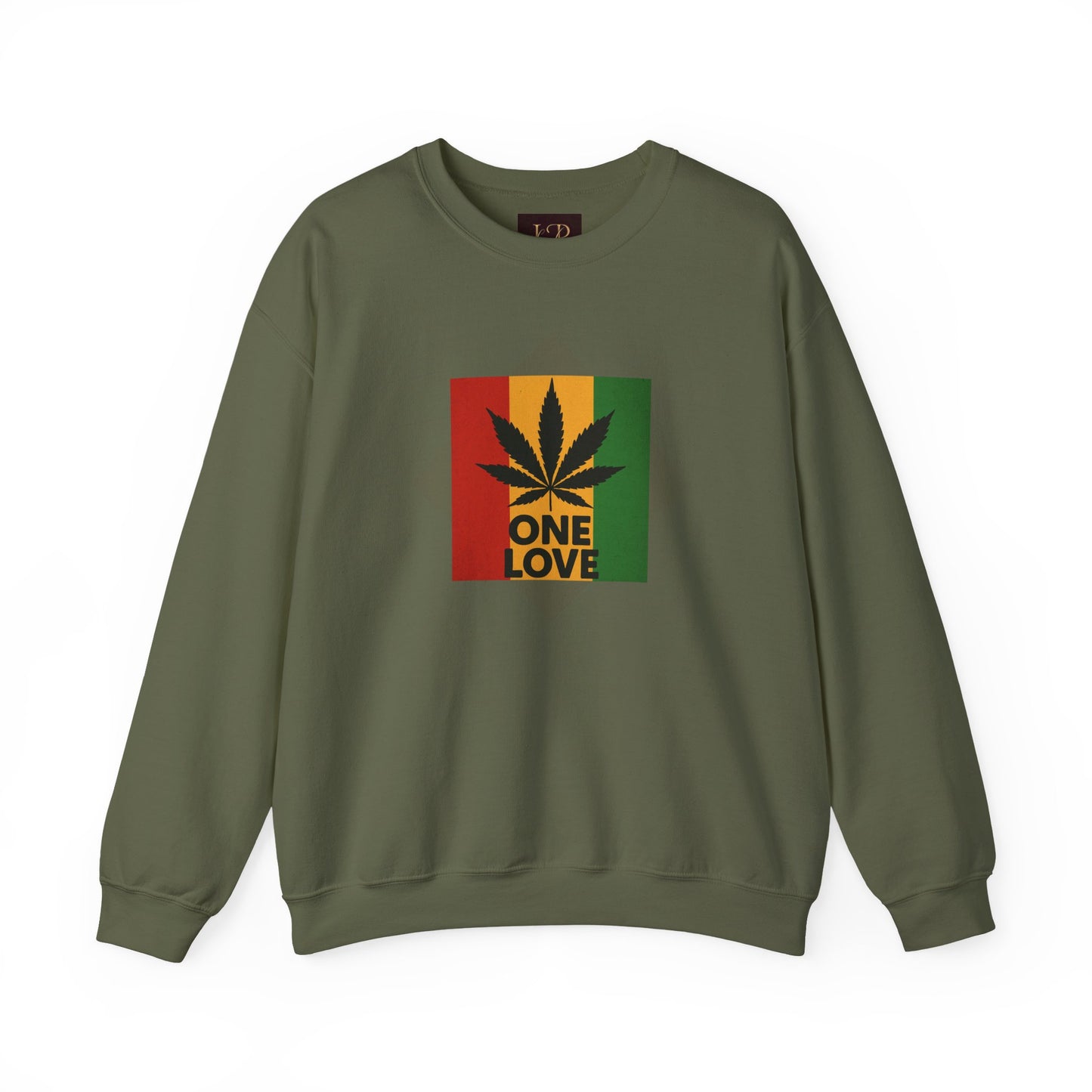 One Love Cannabis Crewneck Sweatshirt | Unisex Pullover | Cozy Streetwear, Gift for Stoners, Rasta Style Sweatshirt, Chill Vibes Apparel