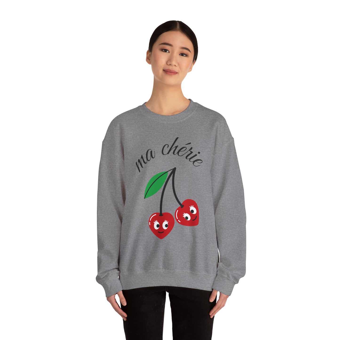 Cute Cherry Graphic Crewneck Sweatshirt - 'ma chérie'