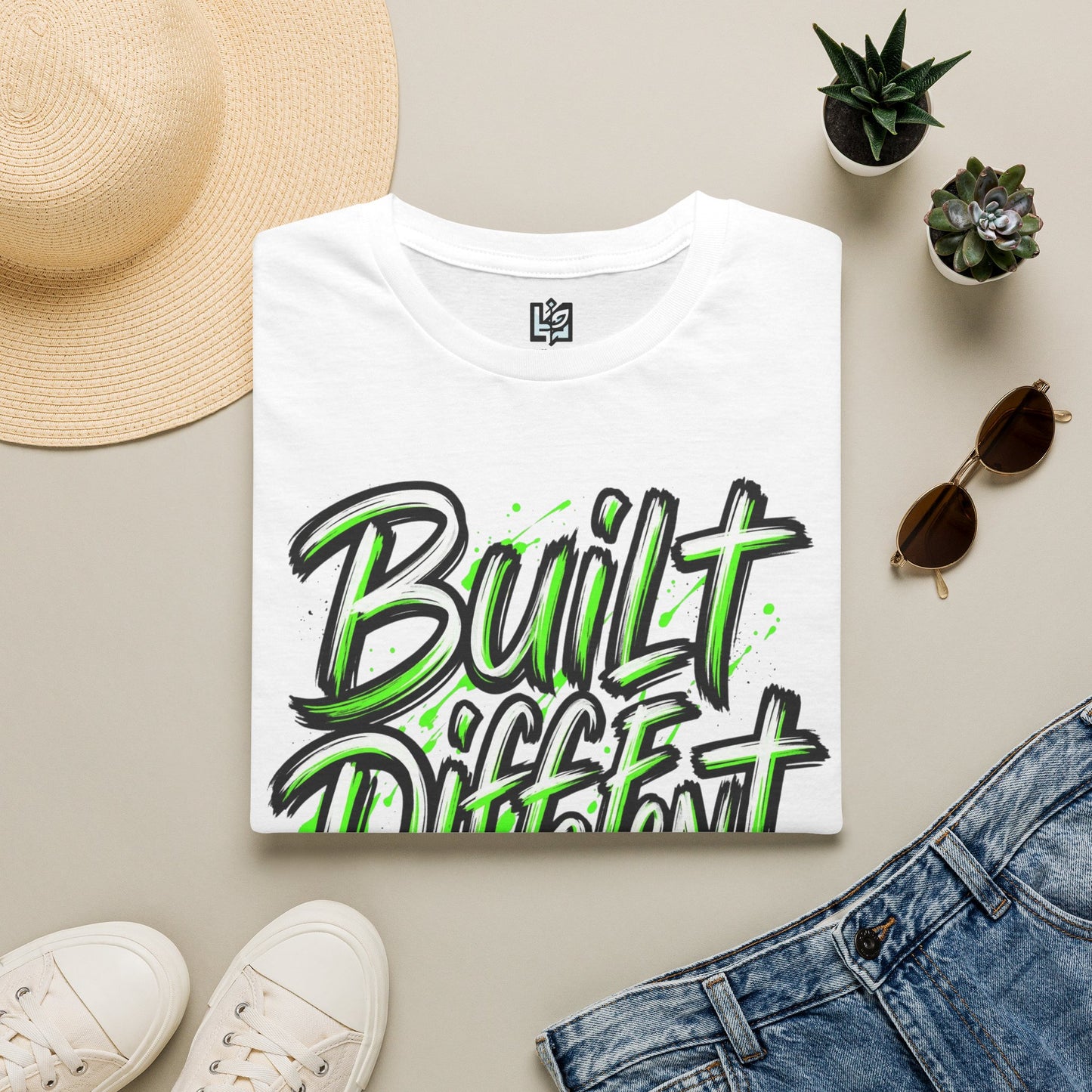 Built Different T-Shirt — Bold Neon Graffiti Tee