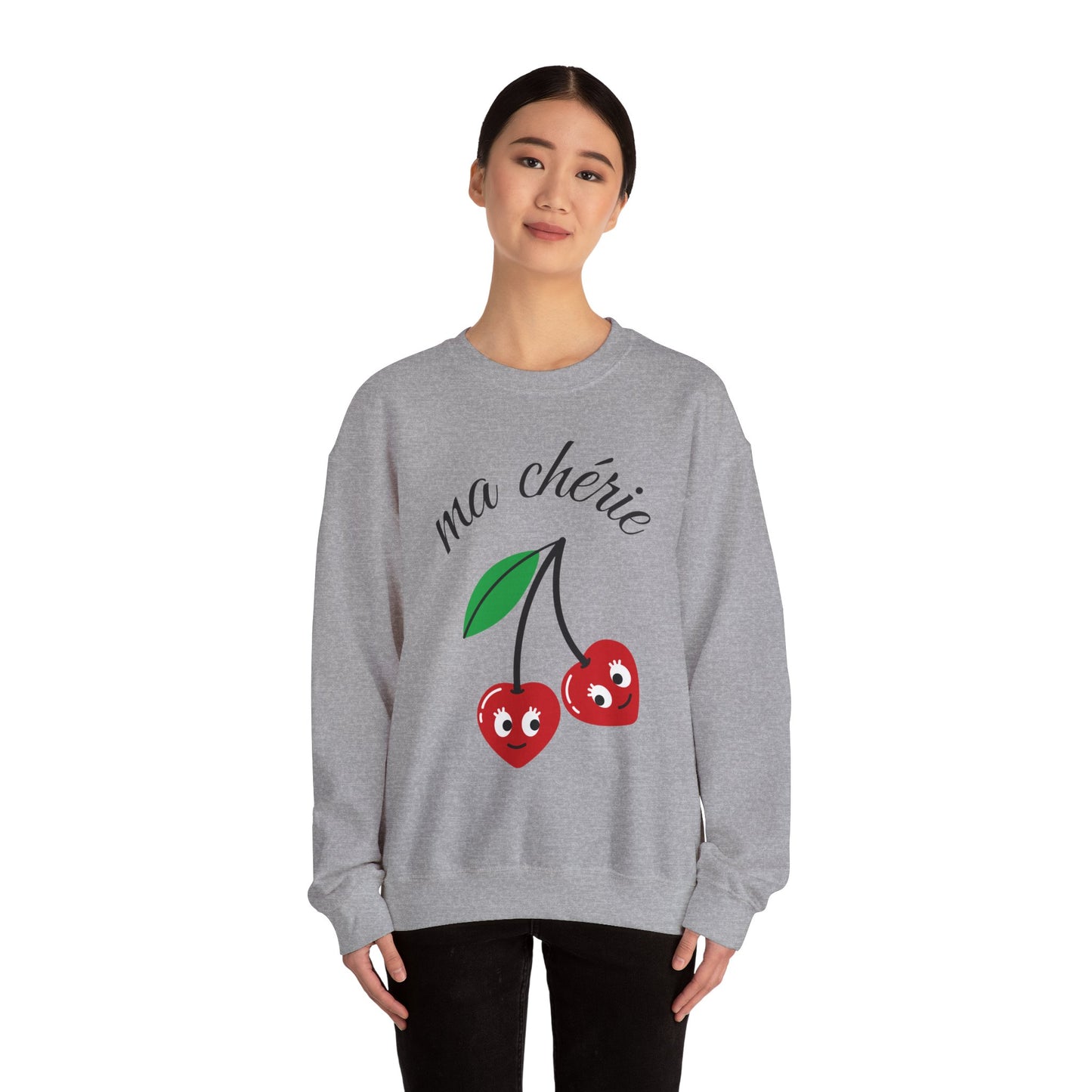 Cute Cherry Graphic Crewneck Sweatshirt - 'ma chérie'