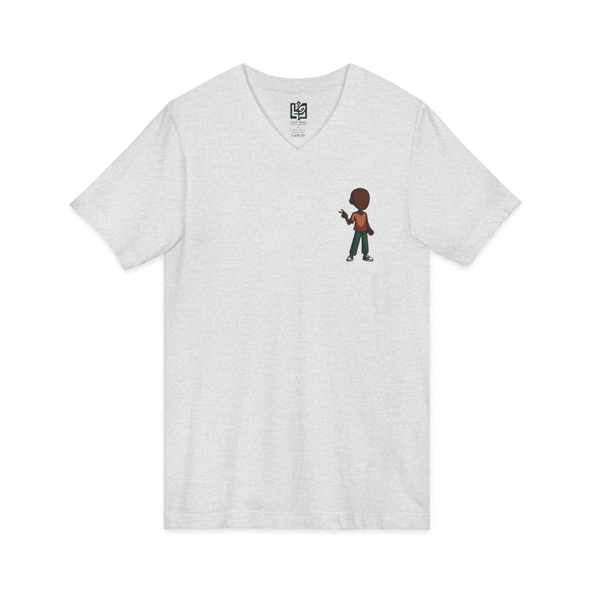 Minimalist Kid with Phone V-Neck Tee